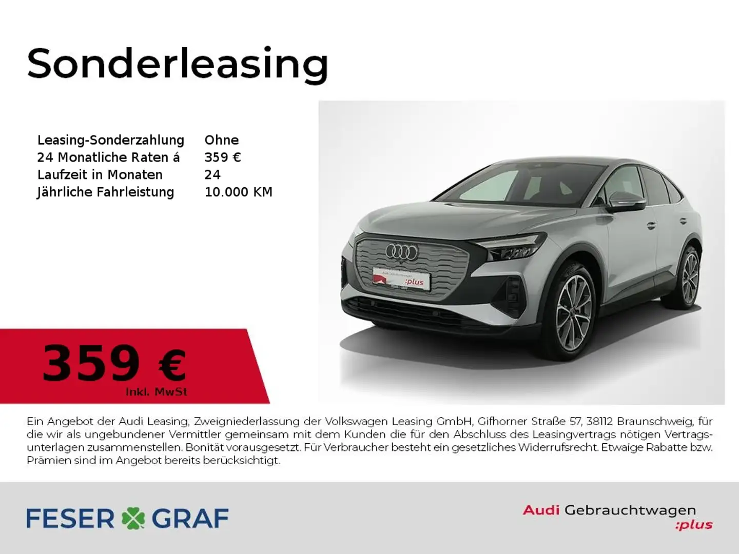 Audi Q4 e-tron Sportback 45 e-tron LED/Navi/ACC/AHK/Sportsitze/20 Silber - 1