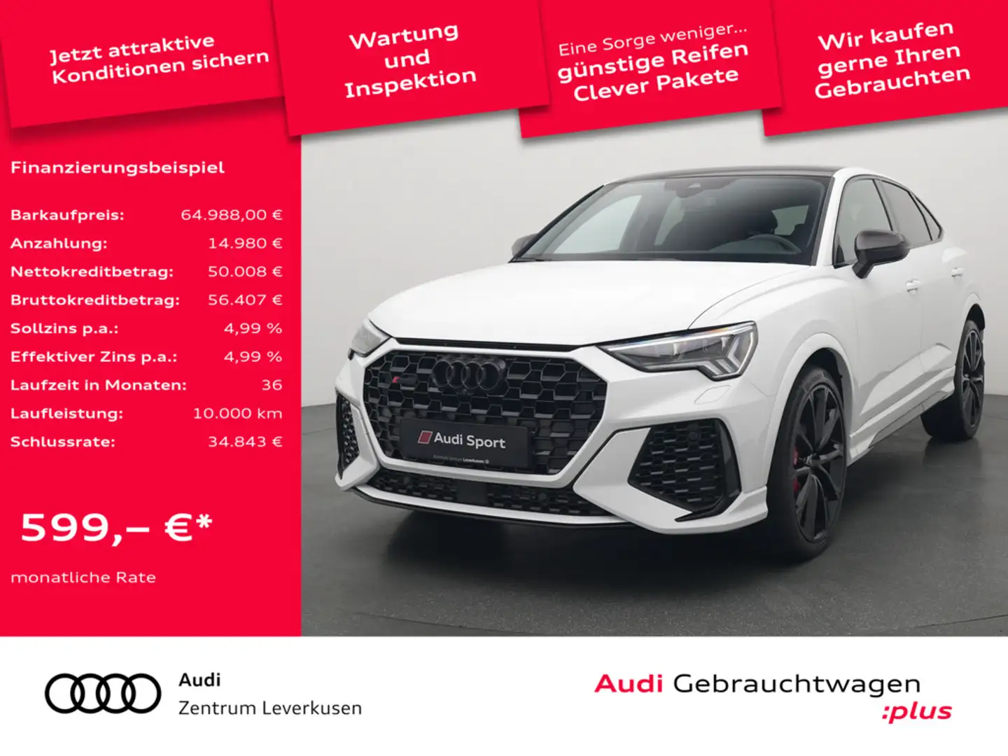 Audi RS Q3 Sportback quattro ACC AHK PANO 360° SHZ Weiß - 1