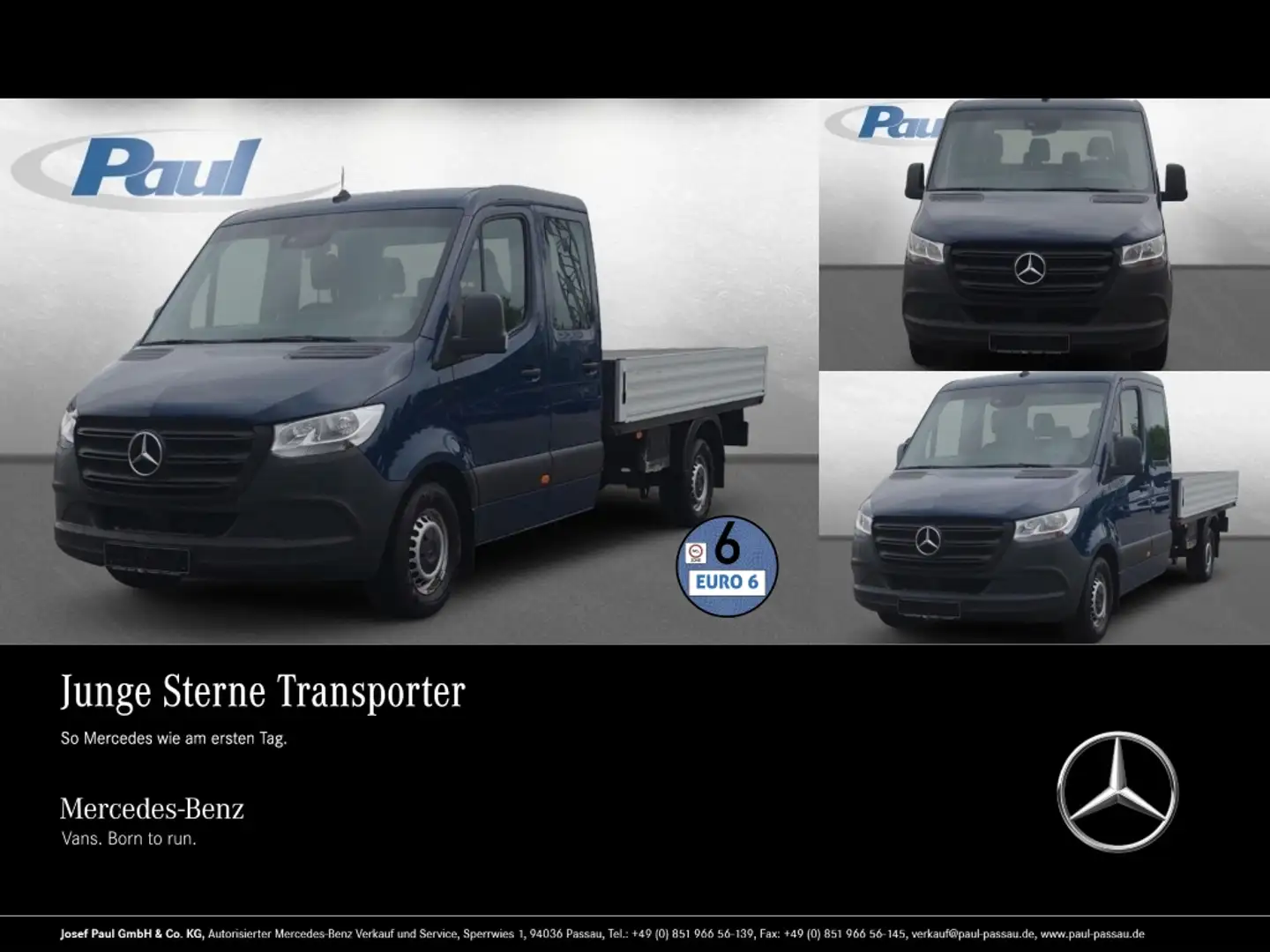 Mercedes-Benz Sprinter 316 CDI Doka L3 AHK3,5+HA-Zusatzluftfed Blau - 1