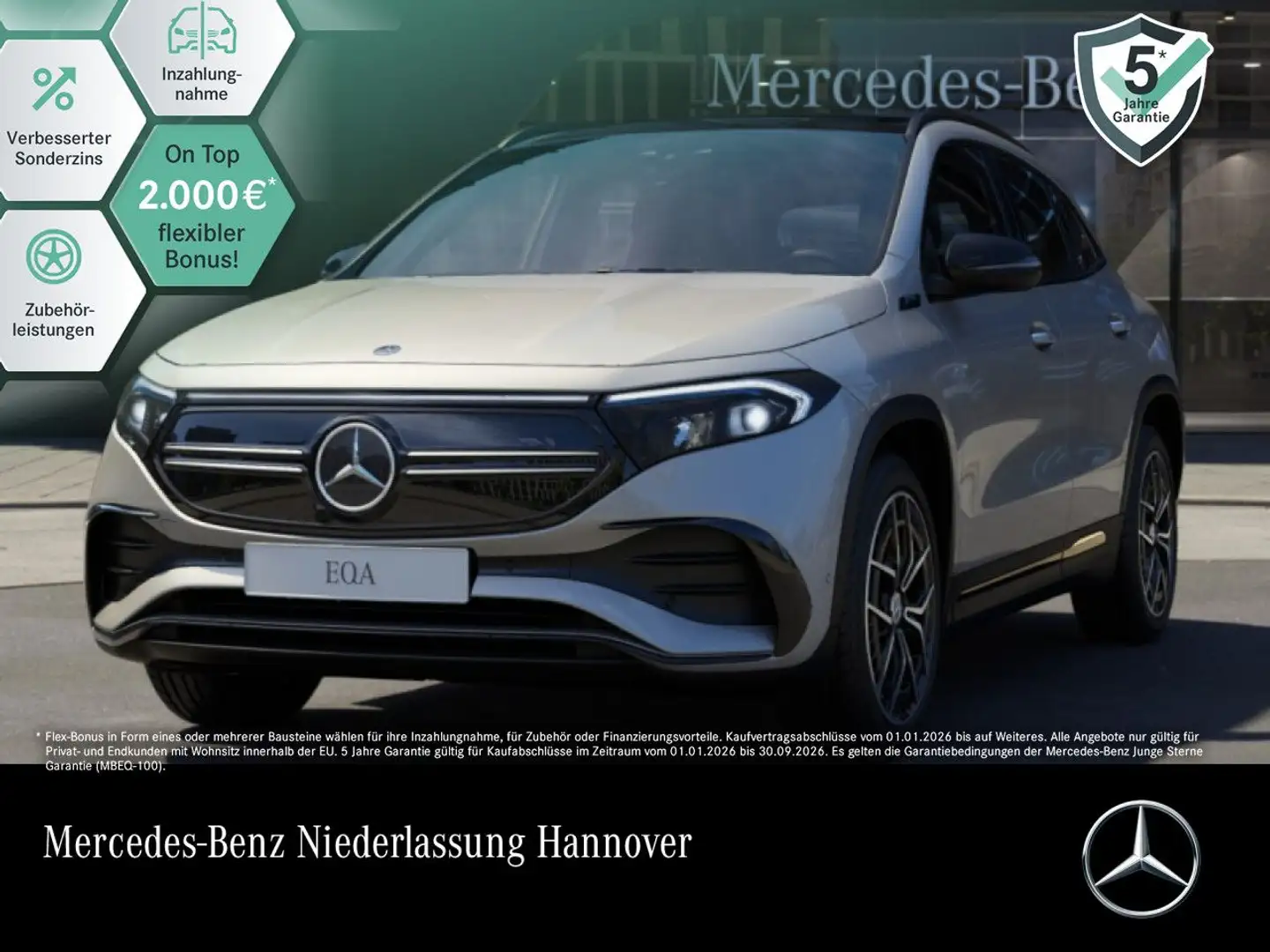 Mercedes-Benz EQA 250 AMG+NIGHT+PLUS-PAKET+AHK+PANO+KAMERA+EDW Silber - 1