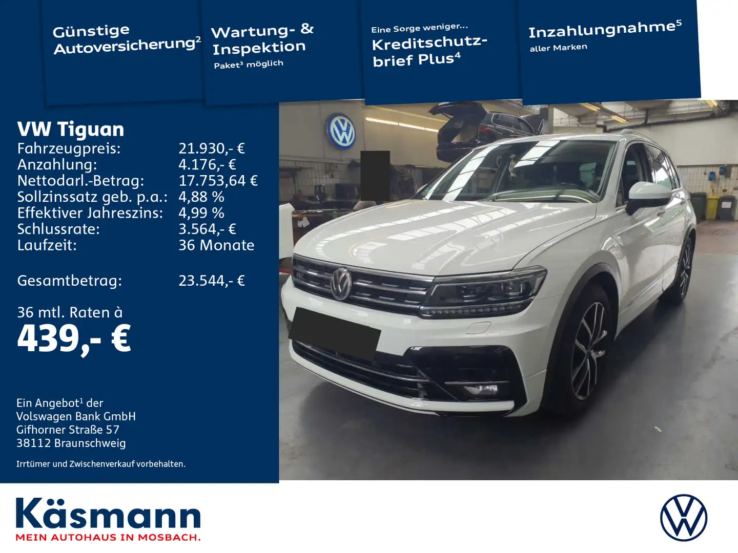 Volkswagen Tiguan 1.4TSI Sound R-LINE AHK PANO Weiß - 1
