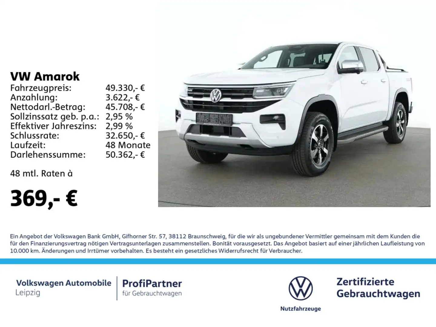 Volkswagen Amarok DoubleCab Style 4M *Standh*AHK*Leder*360° Weiß - 1