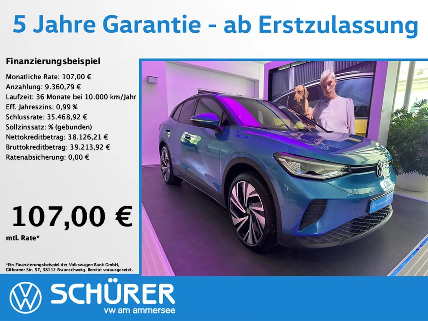 Volkswagen ID.4 Pro 4Motion Wärmepumpe HKardon Pano AHK HuD Key... Albastru - 1