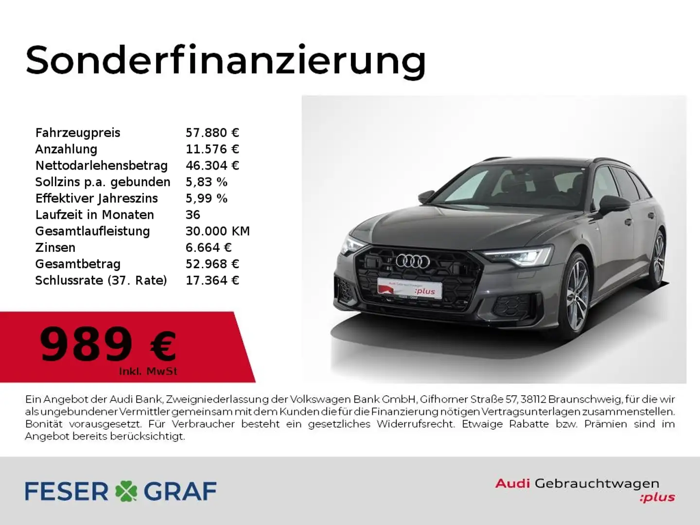 Audi A6 Avant S line 40 TDI S tronic Matrix/Pano./AHK/Alu1 Grau - 1