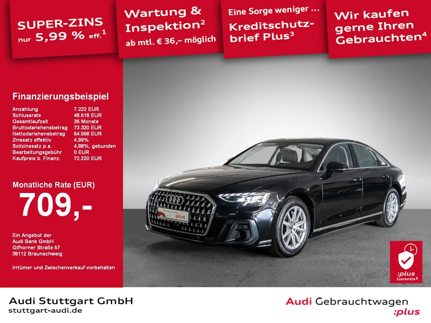 Audi A8 50 TDI quattro tiptronic AIR Pano Memory SHZ Schwarz - 1