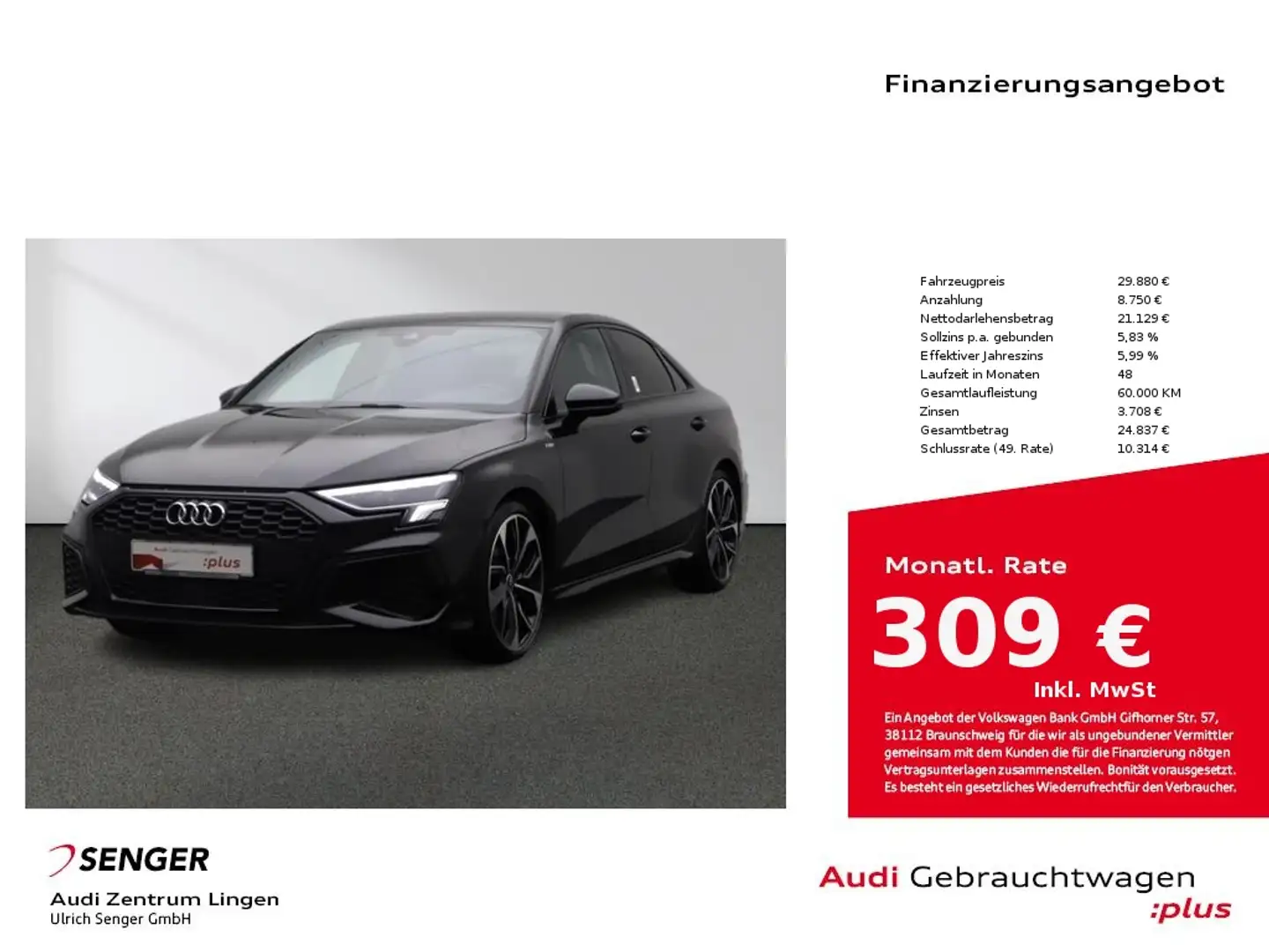 Audi A3 S line 35 TDI MMI LED Digitales Cockpit Noir - 1