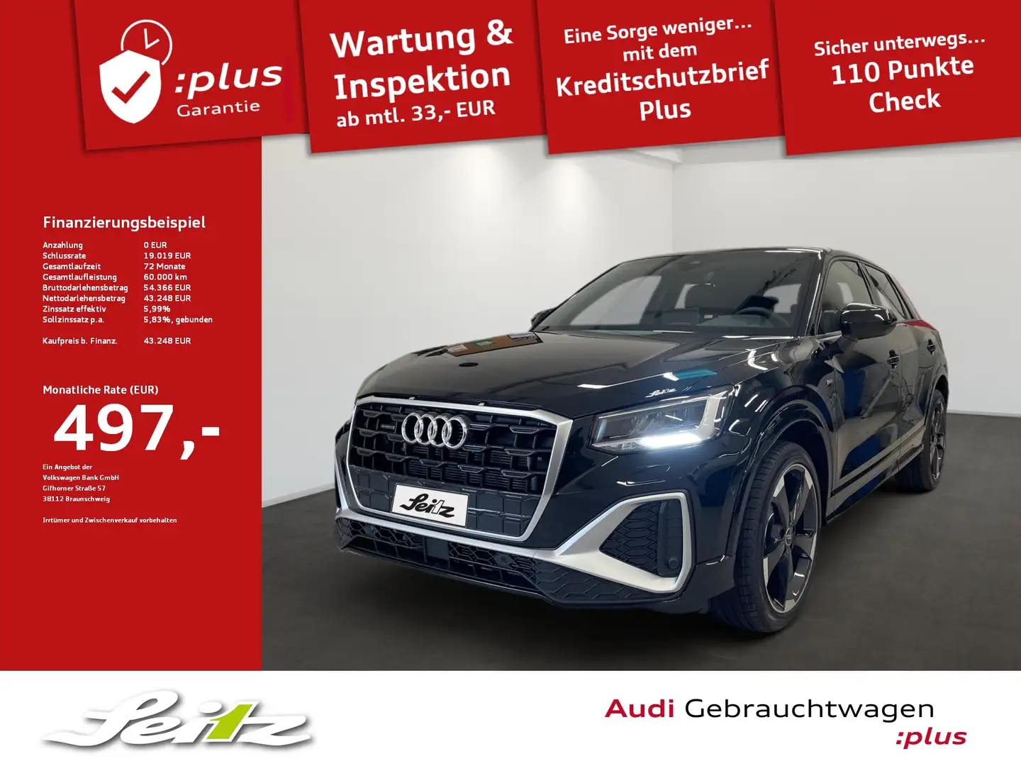Audi Q2 40 TFSI quattro S line *AHK*NAVI*KAMERA* Schwarz - 1