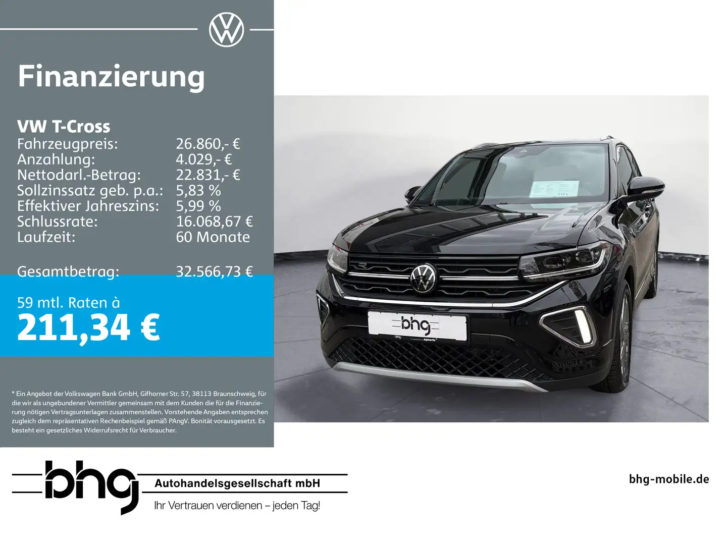 Volkswagen T-Cross R-Line 1.5 TSI AHK, Navi, GanzjR. Noir - 1