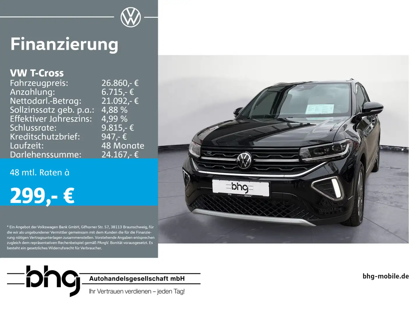 Volkswagen T-Cross R-Line 1.5 TSI AHK, Navi, GanzjR. Noir - 1