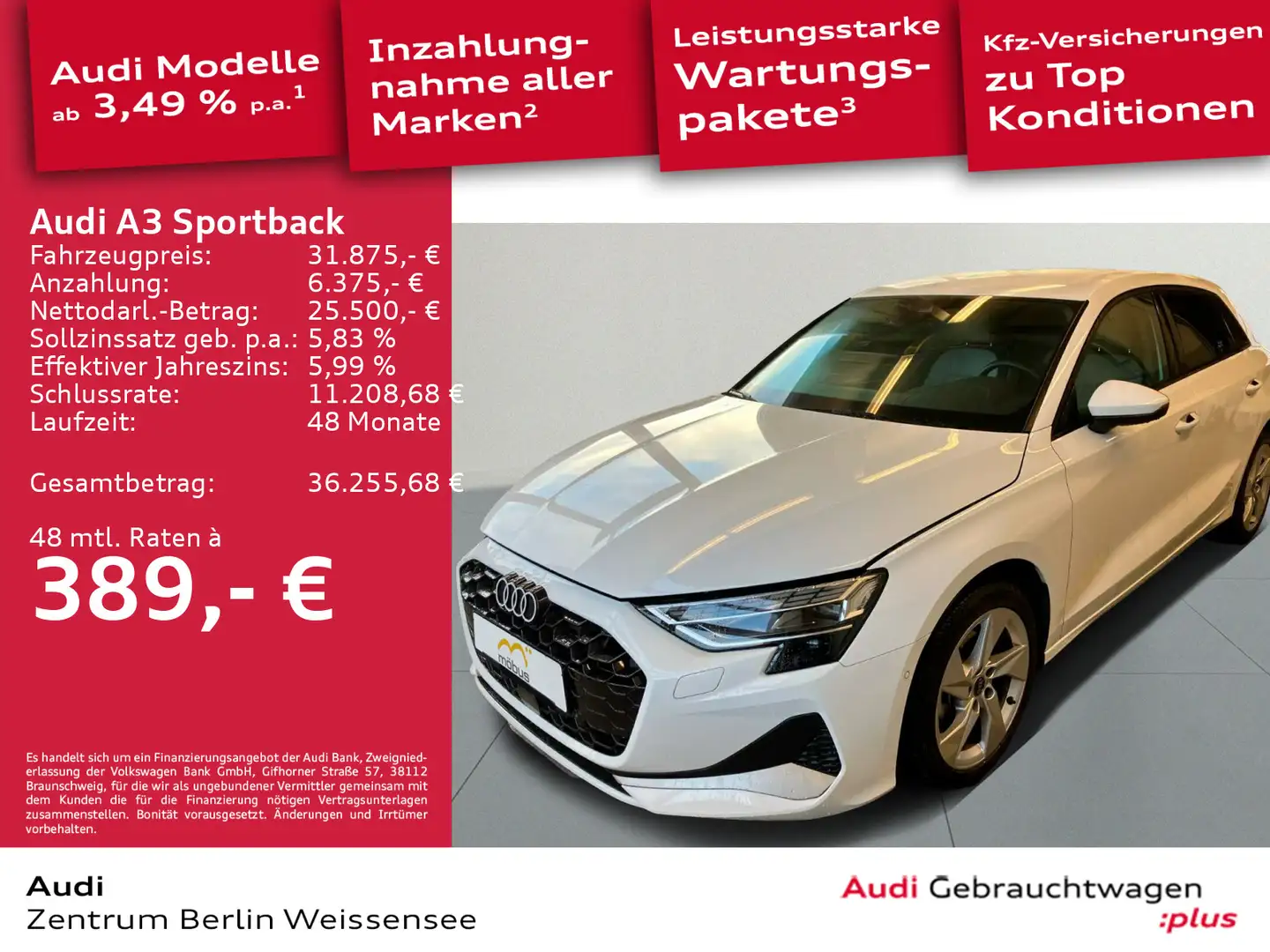 Audi A3 35 TFSI S-TRO*ADVANCED*LED*RFK*ACC* Weiß - 1