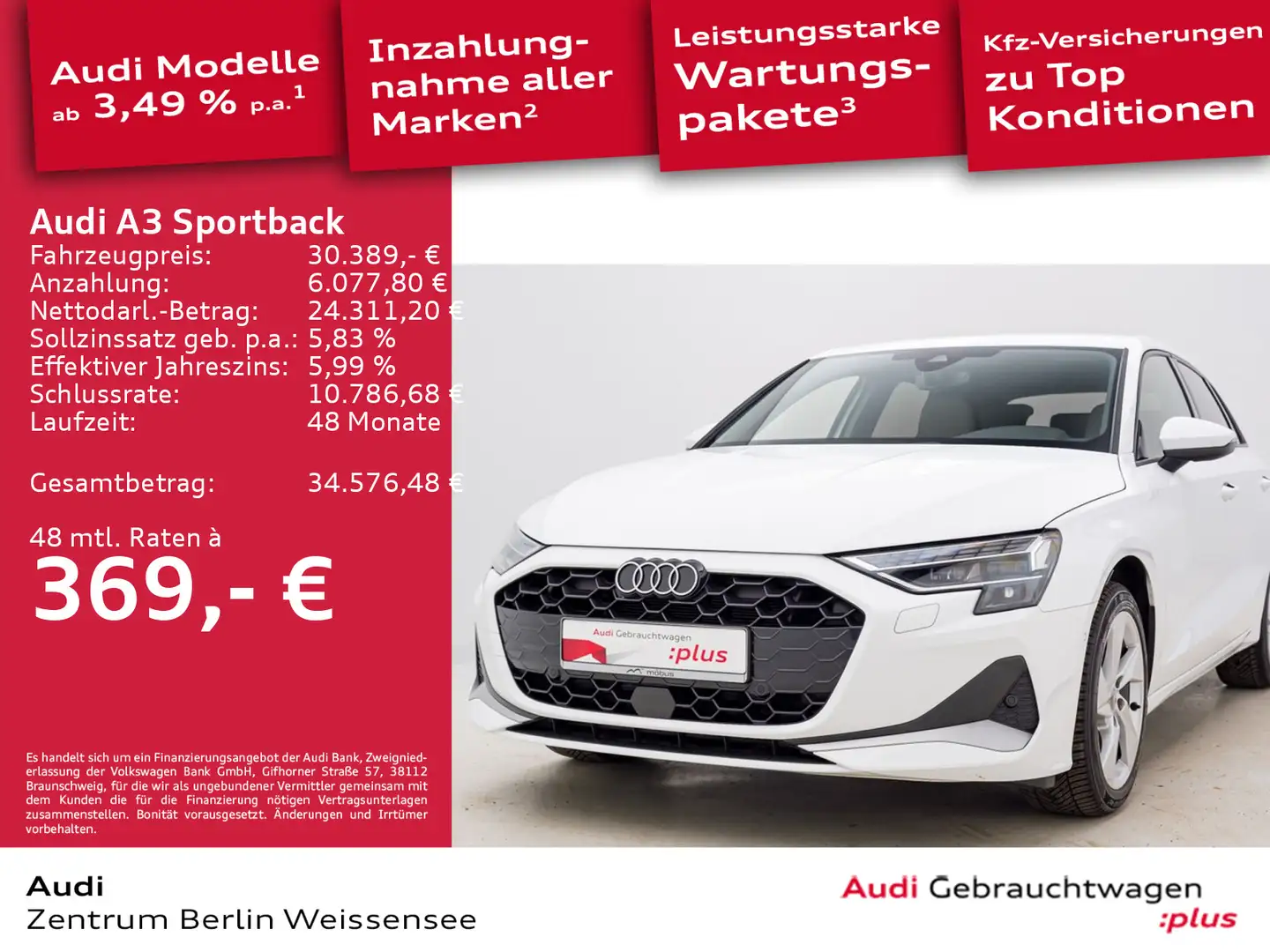 Audi A3 35 TFSI S-TRO*ADVANCED*LED*RFK*ACC* Weiß - 1