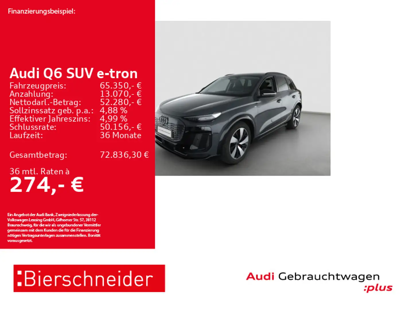 Audi Sonstige Q6 e-tron Performance S-Line Black MATRIX PANO A Grau - 1