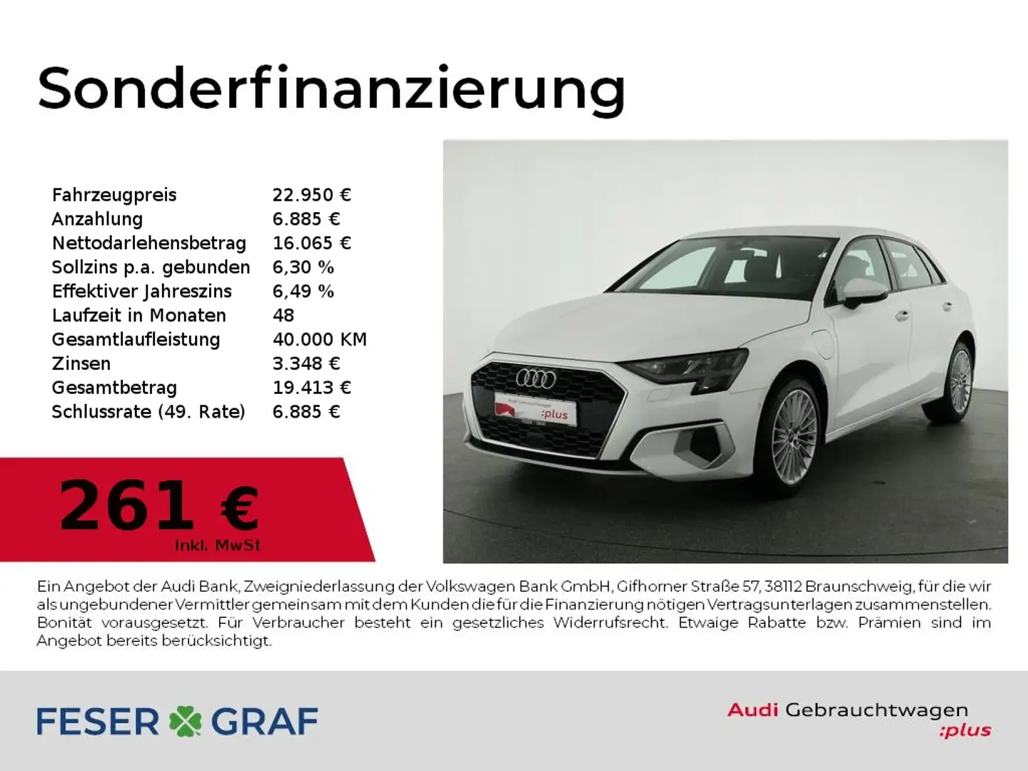 Audi A3 40 TFSI e adv Navi,PDC,Sitzhzg,GRA Weiß - 1