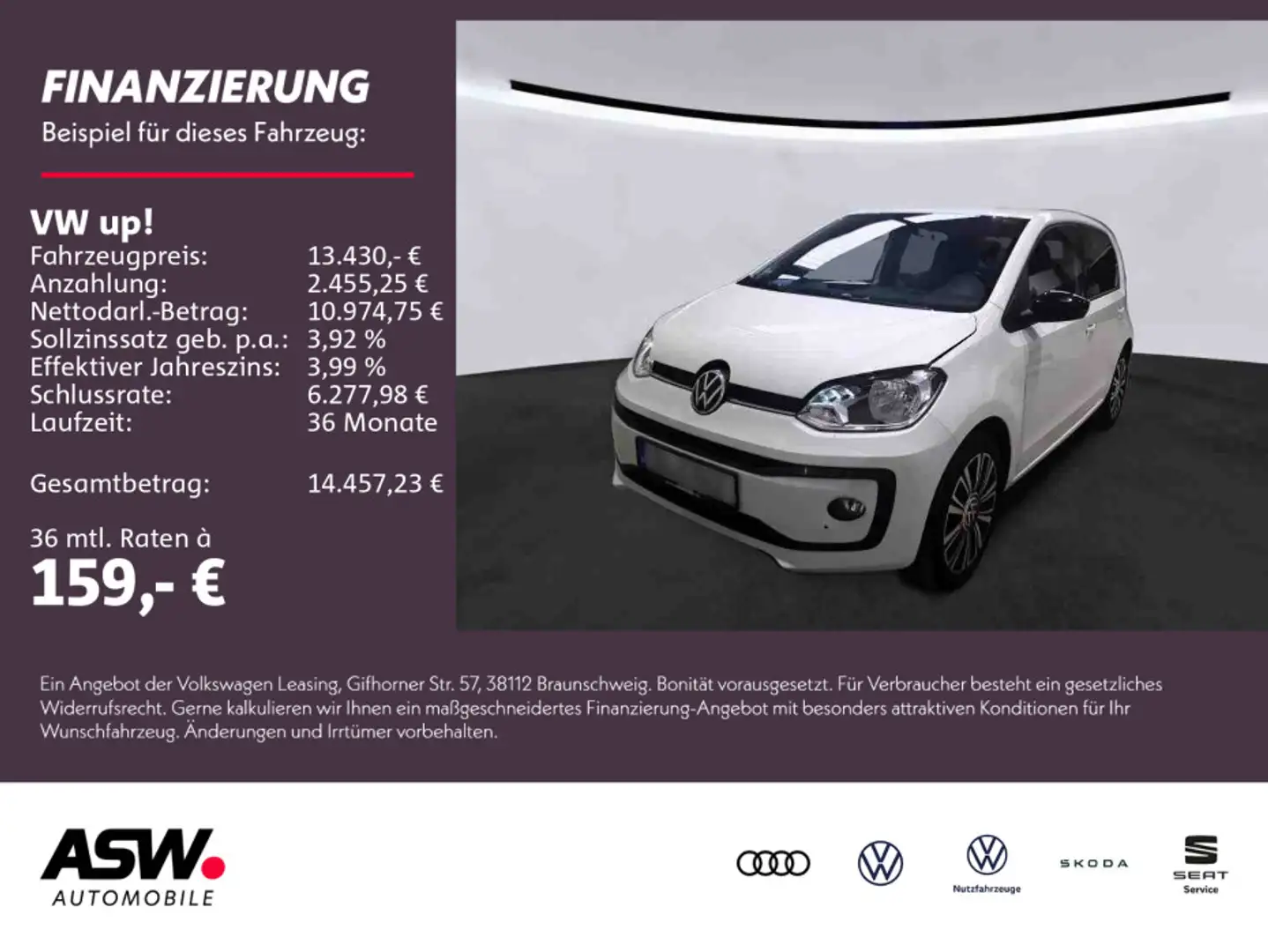 Volkswagen up! move up! Active 1.0 MPI RFK PDC Klima SHZ Weiß - 1