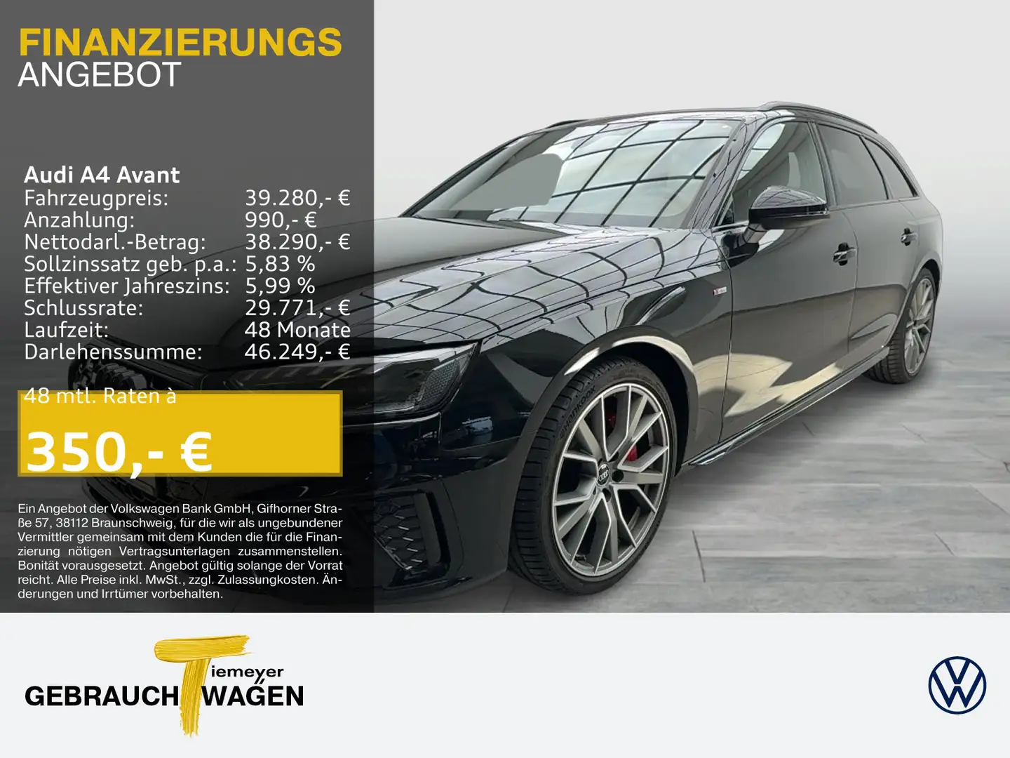 Audi A4 40 TFSI Q 2x S LINE LM19 KAMERA NAVI+ V Schwarz - 1