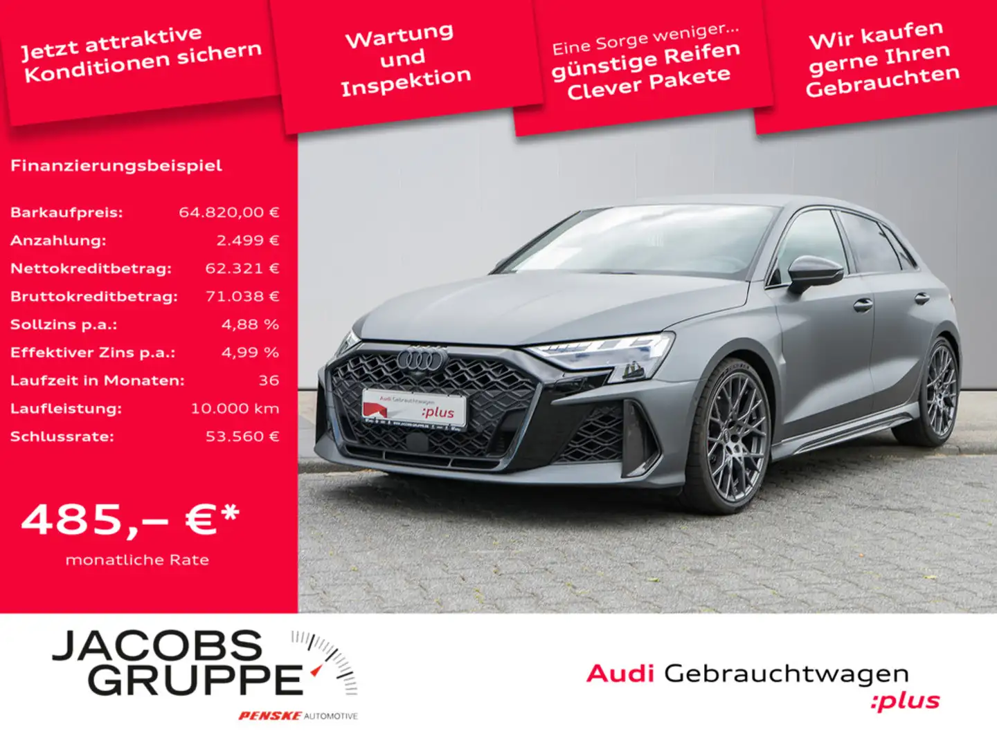 Audi RS3 Spb Schalensitze/280km/h/Carbon/Individual/RS-AGA Grau - 1