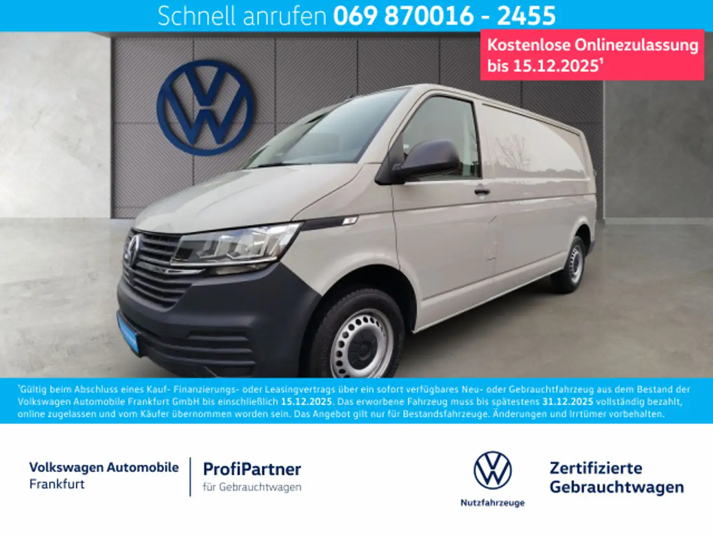 Volkswagen T6.1 Transporter T6.1 Kasten 2.0 TDI EcoProfi Navi Klima DAB+ Grau - 1