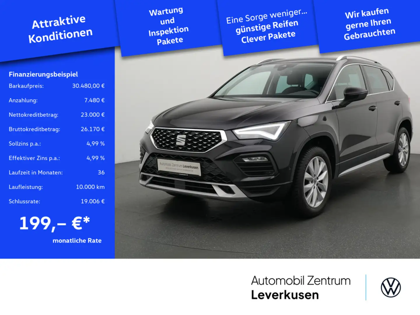 SEAT Ateca Xperience DSG NAVI AHK VIRT LEDER KAM S Schwarz - 1