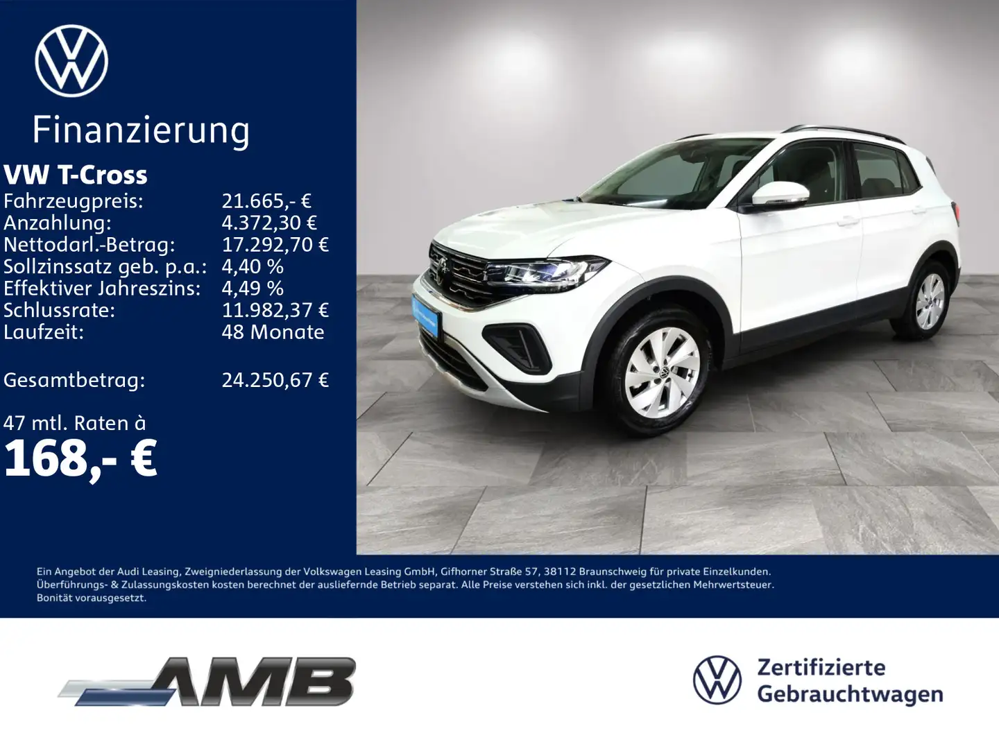 Volkswagen T-Cross Life 1.0 TSI LED/ACC/Sitzhzg/02.30Garant Weiß - 1