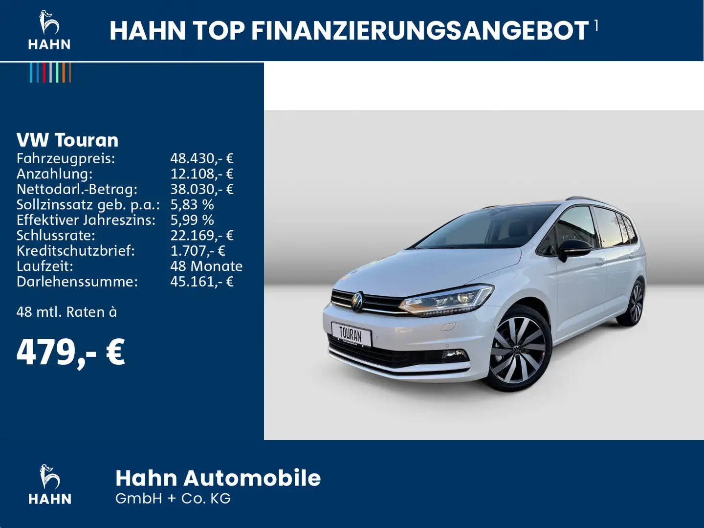 Volkswagen Touran Highline 1,5TSI DSG 7-Sitz AHK Nav Standh Weiß - 2