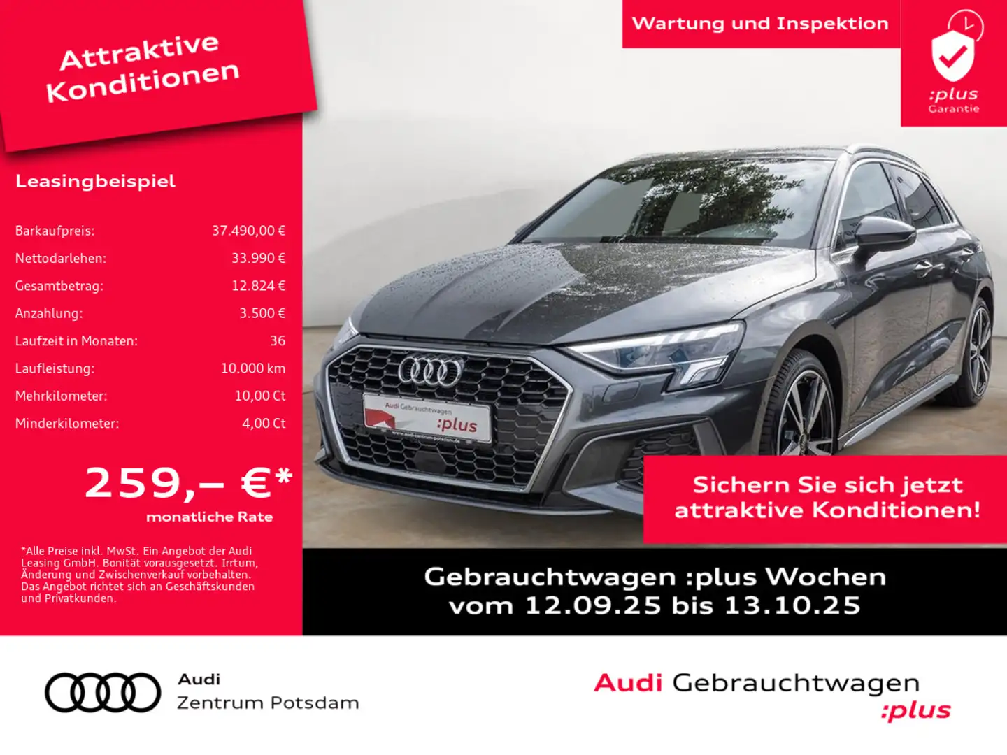 Audi A3 Sportback 35TFSI S line LED NAVI AHK VIRTU Grau - 1