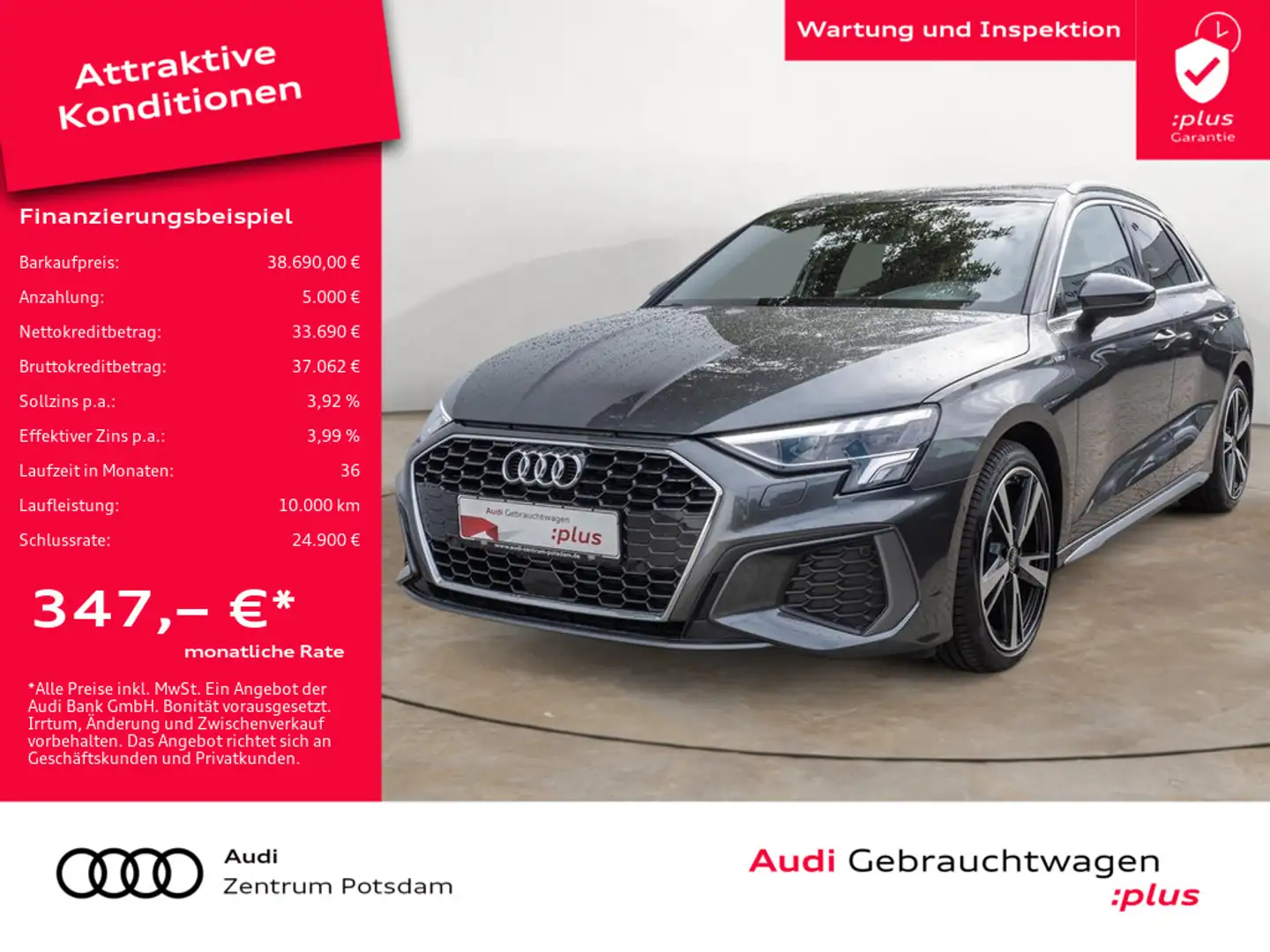 Audi A3 Sportback 35TFSI S line LED NAVI AHK VIRTU Grau - 1