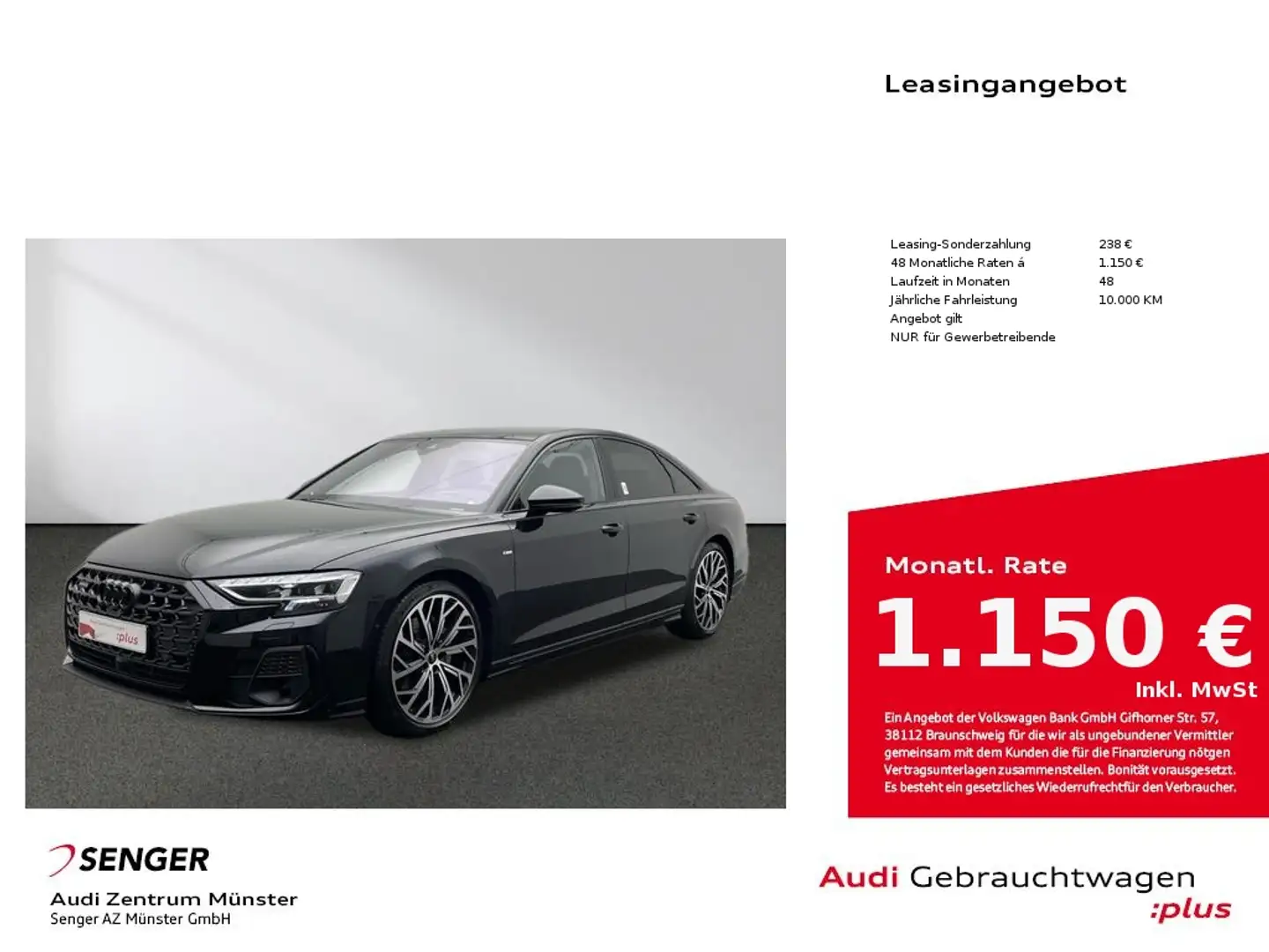 Audi A8 50 TDI quattro Digitales Cockpit Leder Matrix Schwarz - 1