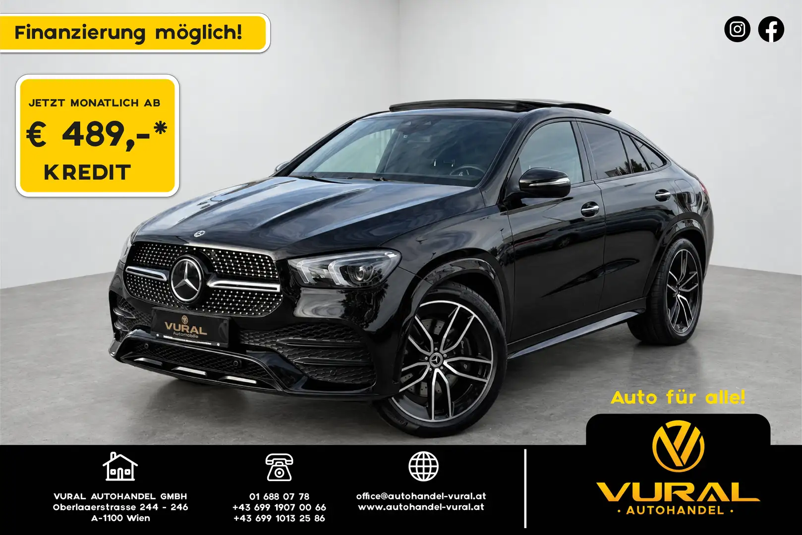 Mercedes-Benz GLE 350 de 4Matic Coupe AMG-LINE | PANORAMA | 360° Kamera | Head-up | Schwarz - 1
