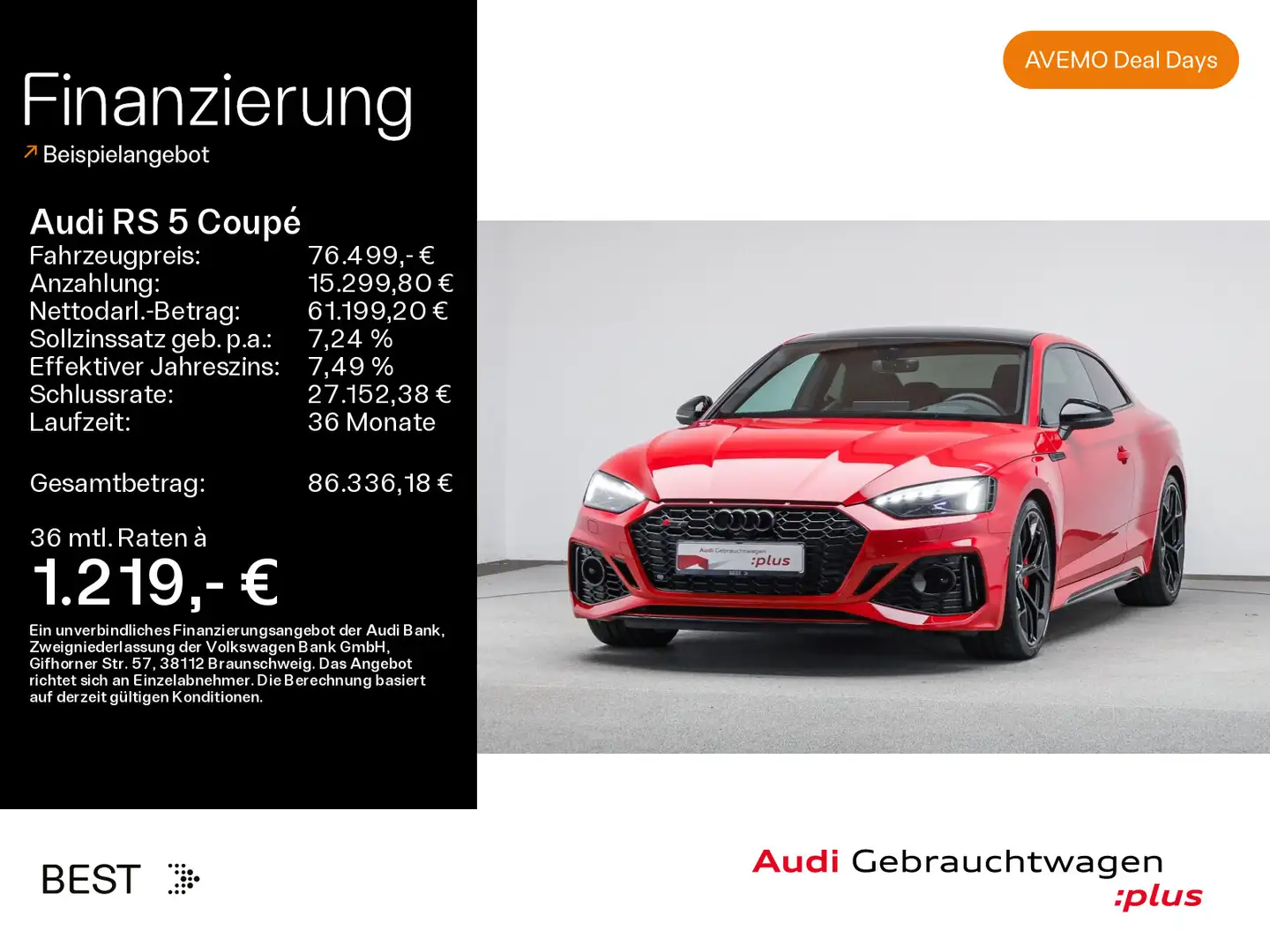 Audi RS5 *NAVI-PLUS*HUD*RS-AGA*PANO*OPTIK-PAKET Червоний - 1