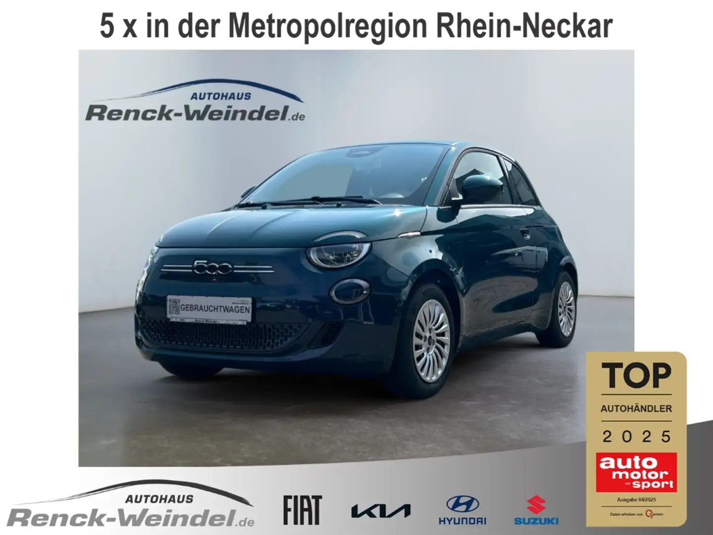 Fiat 500 Basis Navi Apple CarPlay Android Auto Klimaautom F Grün - 1