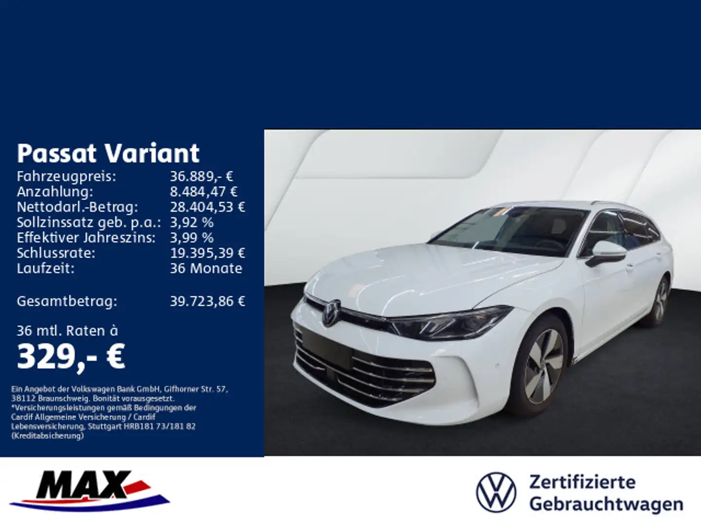Volkswagen Passat Variant 2.0 TDI DSG ELEGANCE +NAVI+AHK+ Weiß - 1