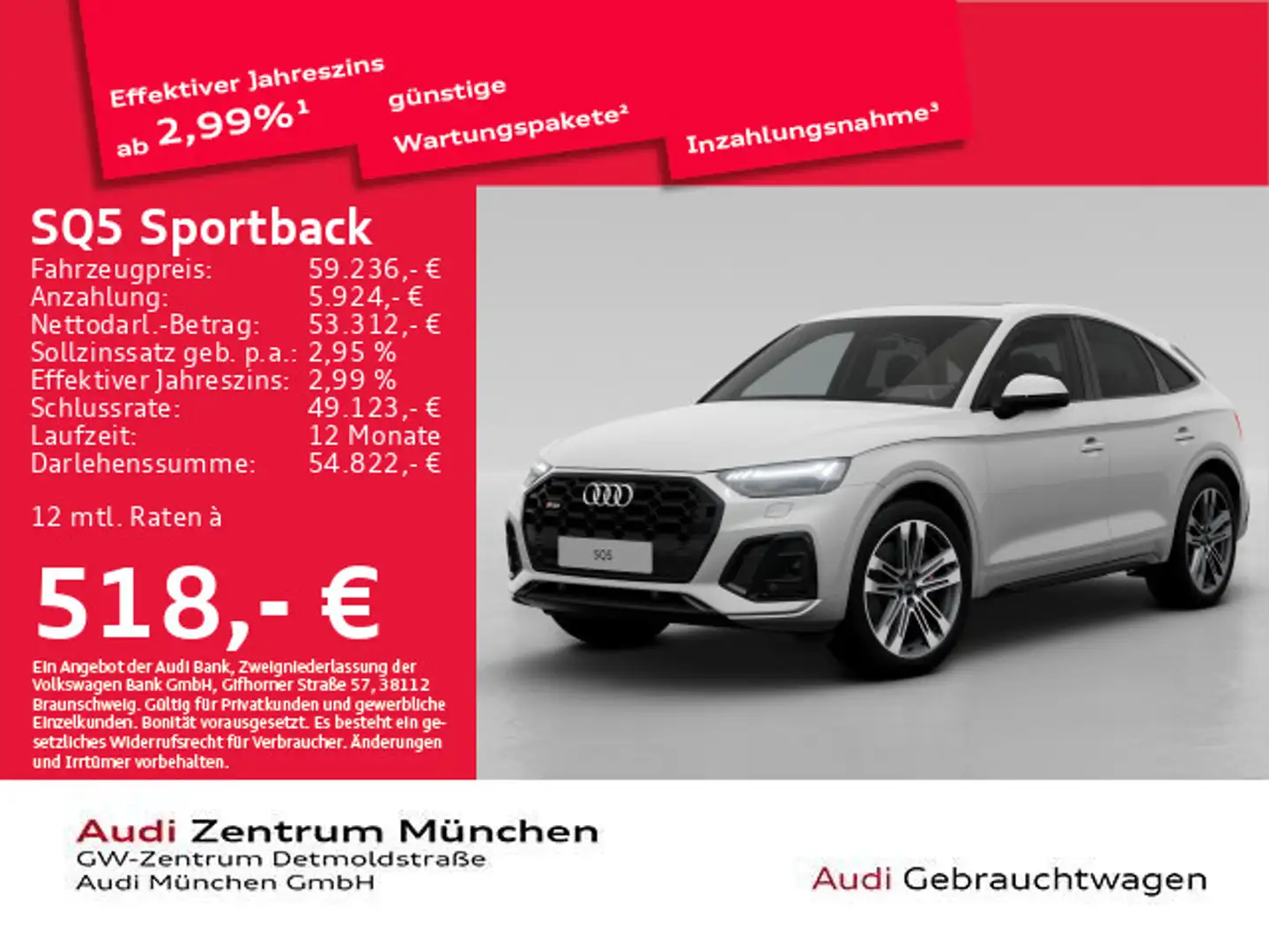 Audi SQ5 TDI Pano/Matrix/21"Zoll/AHK/Navi+ Weiß - 1