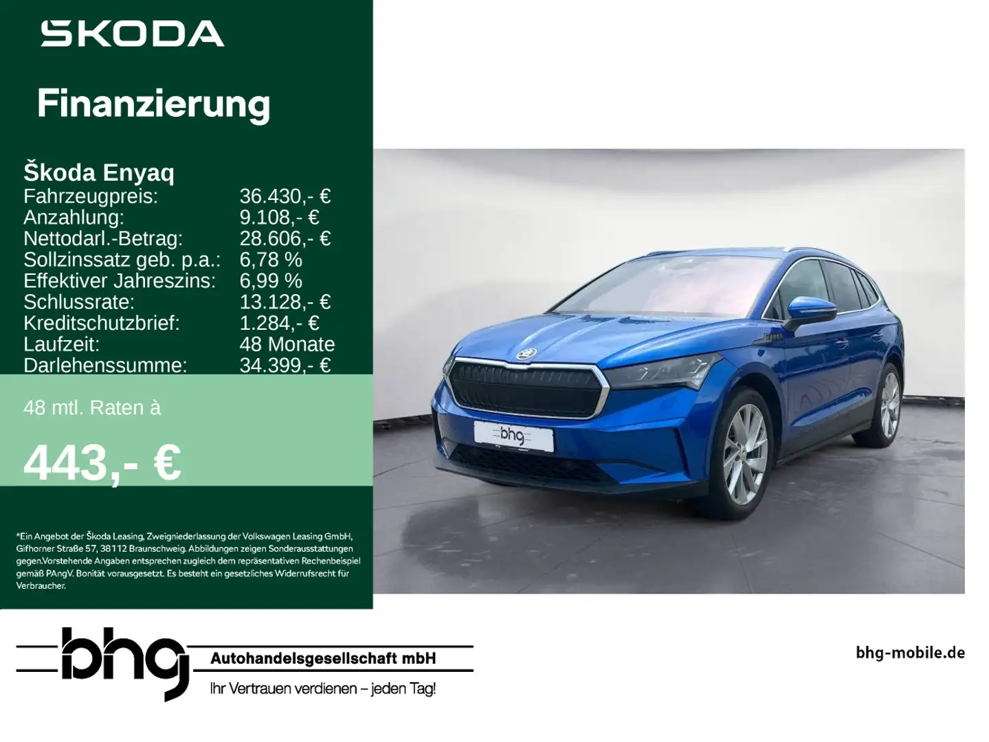 Skoda Enyaq iV 80 Lounge Blau - 1