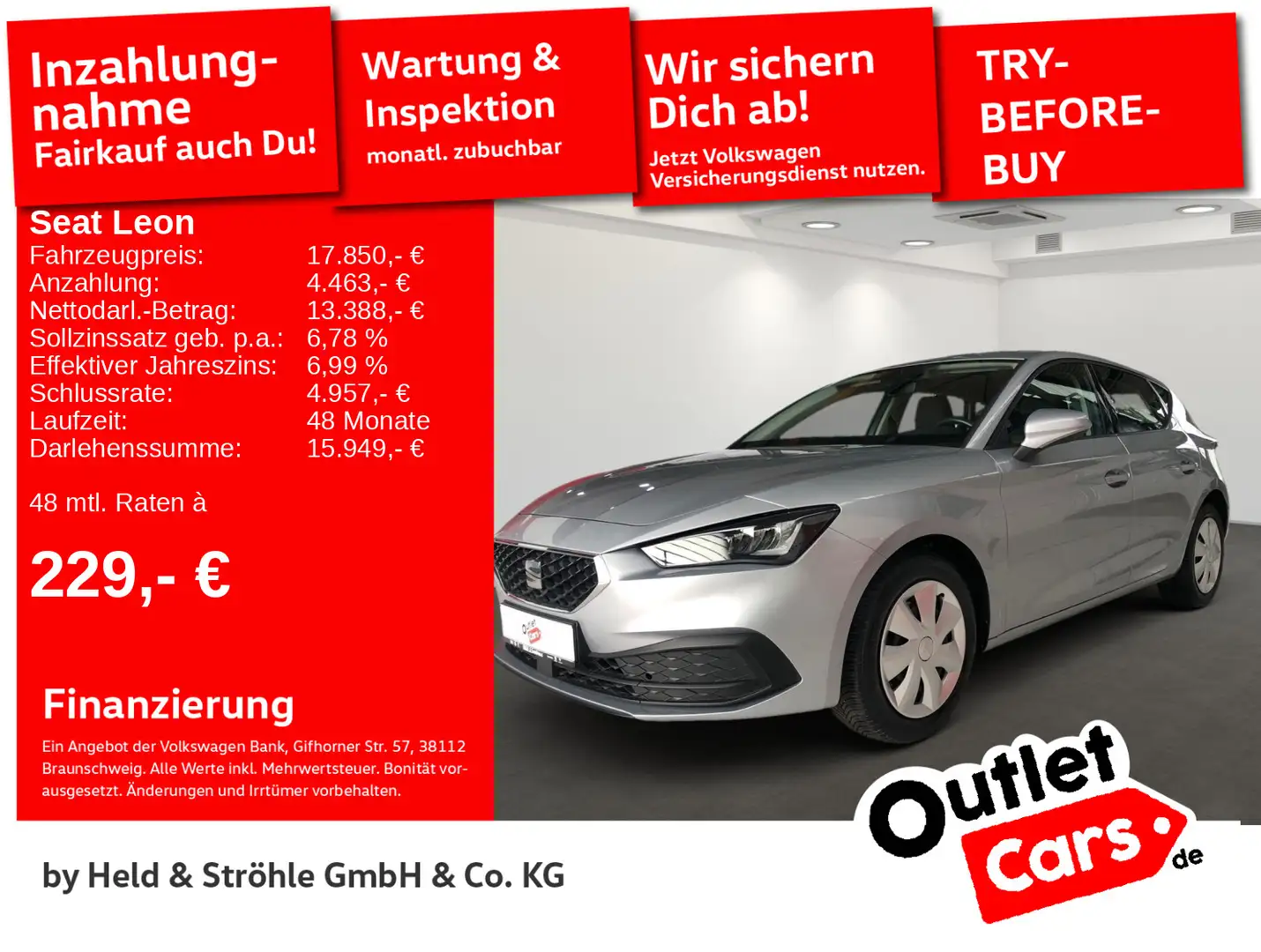 SEAT Leon Reference 1.0 TSI LED PDC SHZ GRA DAB+ Silber - 1