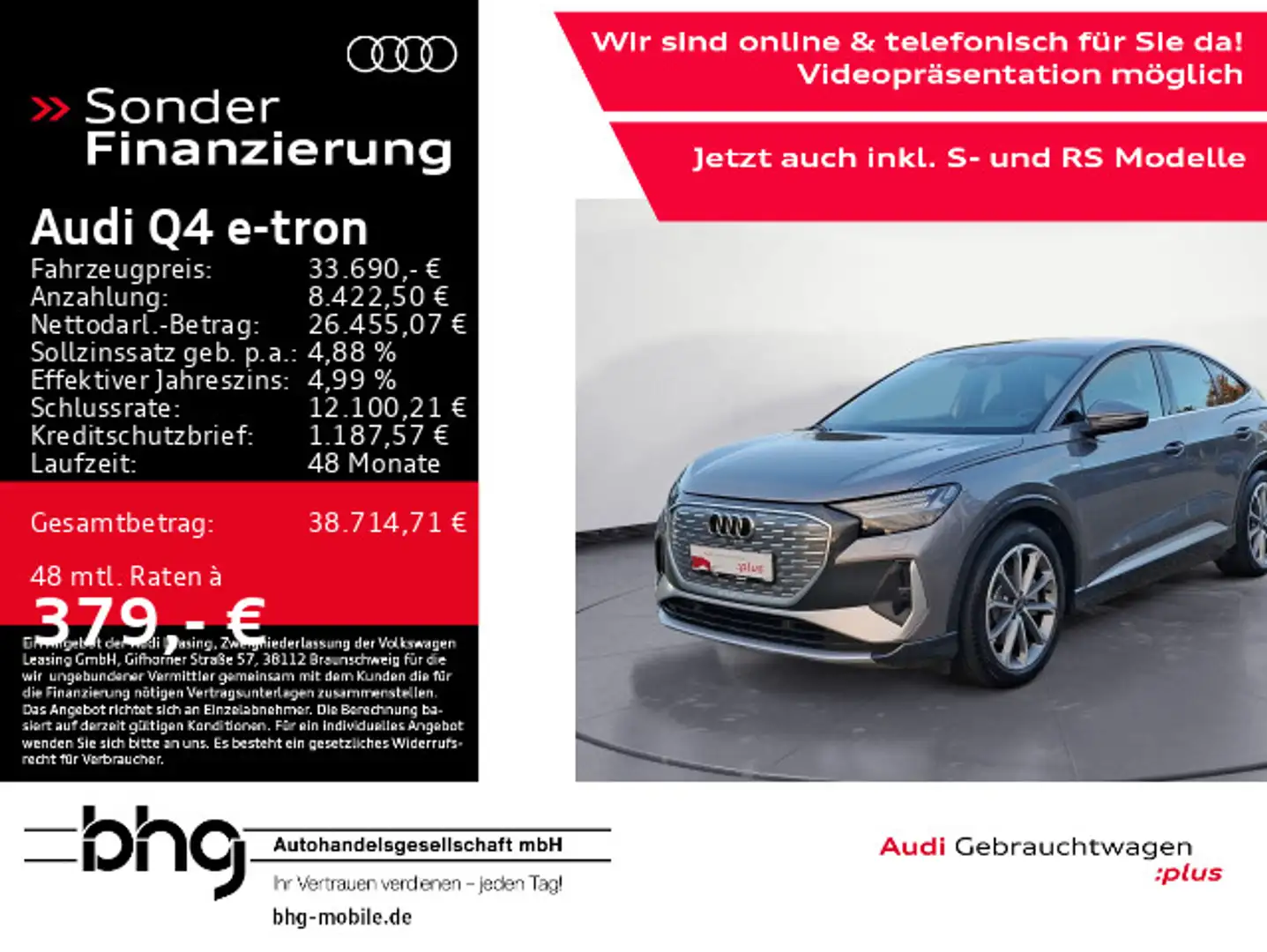 Audi Q4 e-tron 40 Sportback Grijs - 1