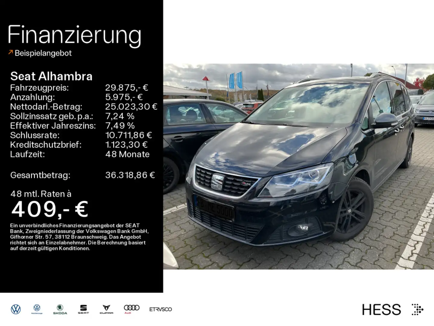 SEAT Alhambra 2.0 TDI FR-Line*PDC*7-Sitzer*Kamera*GRA Negru - 1