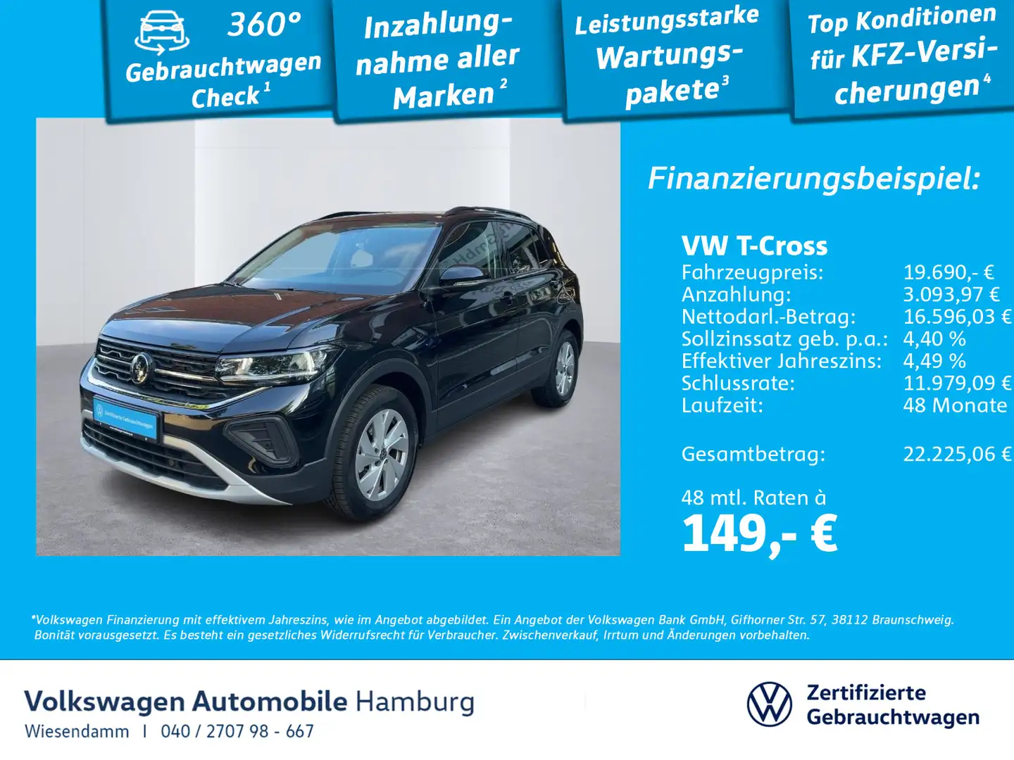 Volkswagen T-Cross 1.0 TSI Life LED/SITZHZG./PDC Schwarz - 1