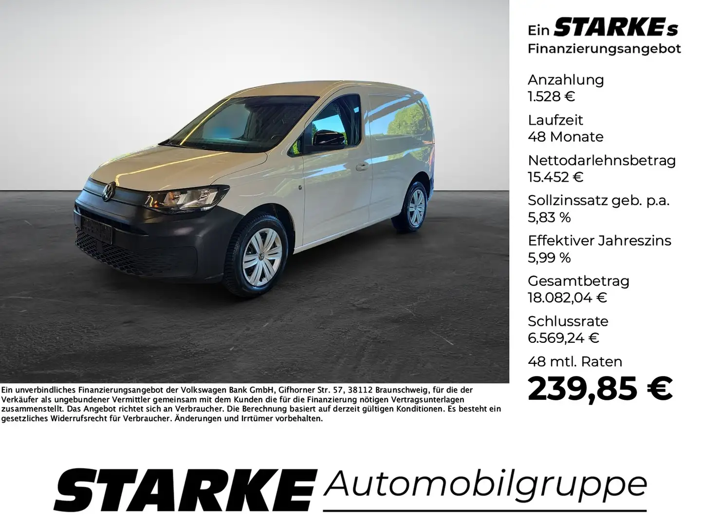 Volkswagen Caddy Cargo 2,0 l TDI Basis Weiß - 1