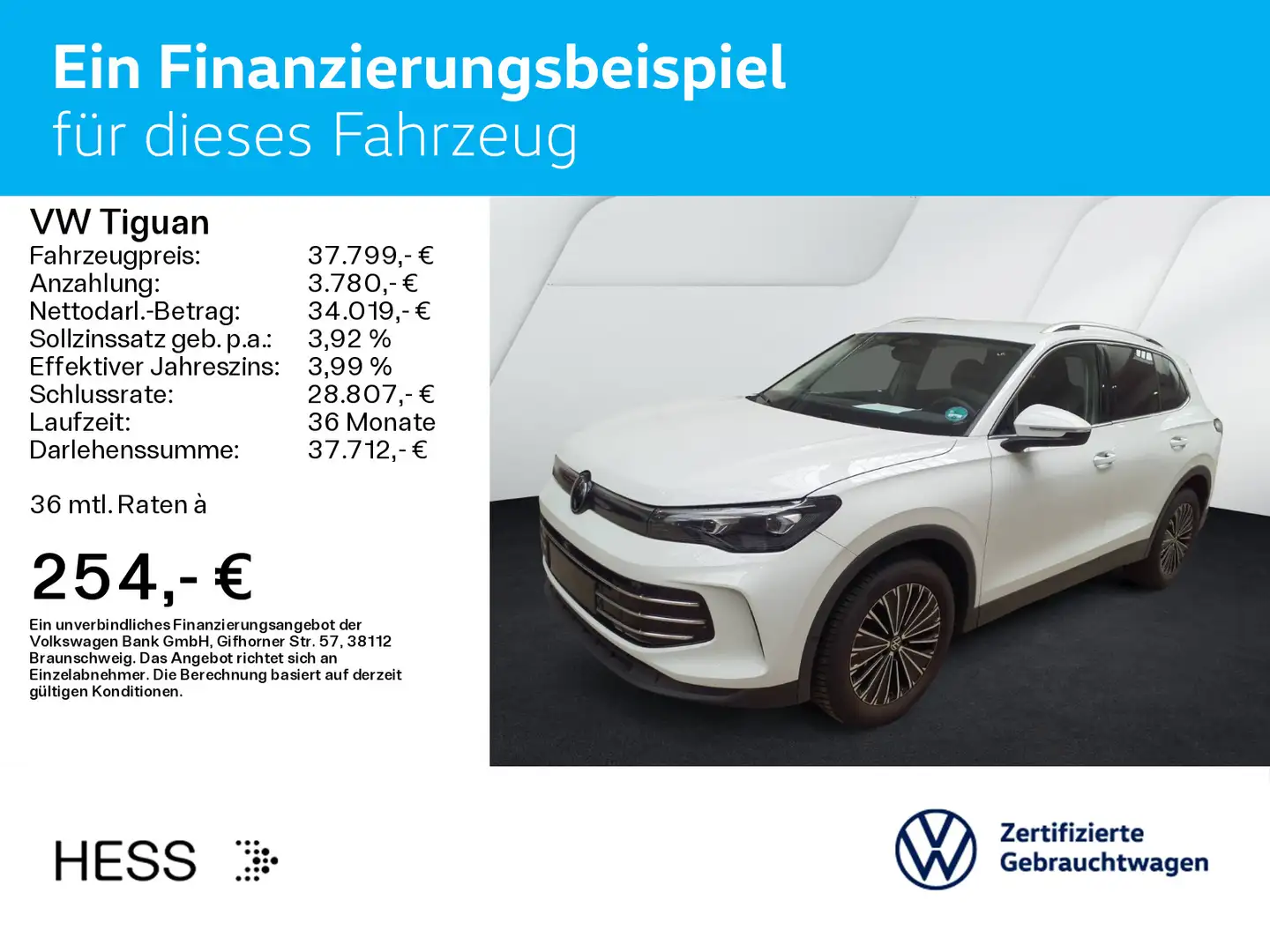 Volkswagen Tiguan 2.0 TDI DSG ELEGANCE*IQ.LIGHT*AHK*KAMERA* Weiß - 2