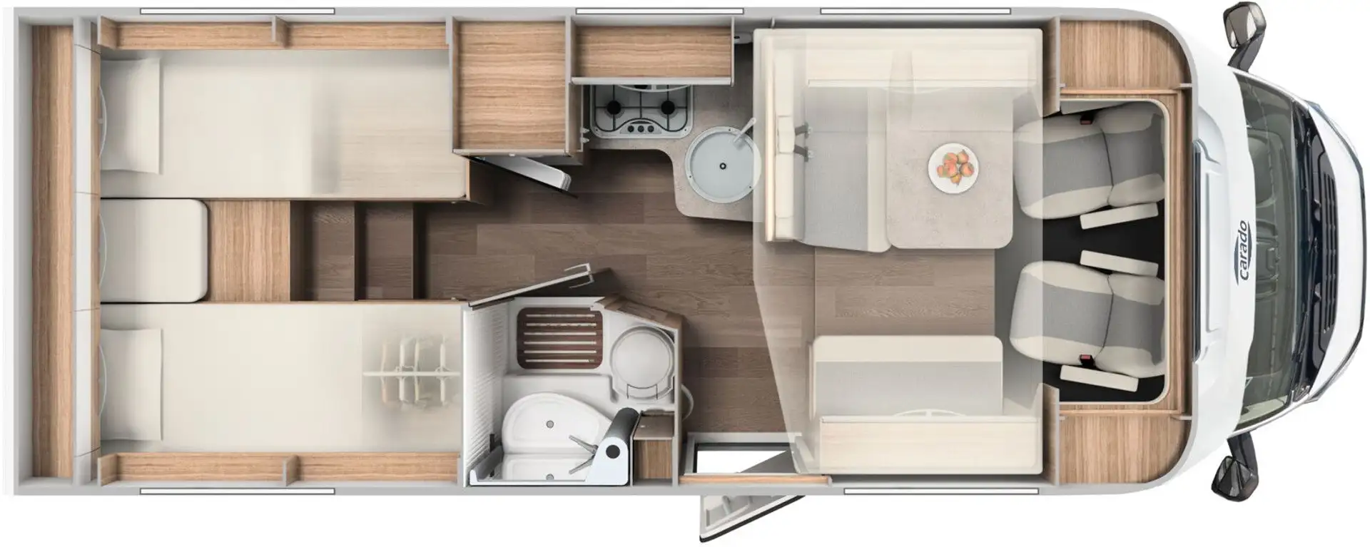 Carado T 448 AT/Hubstützenanlage/Dachklima/Markise/TV Weiß - 2