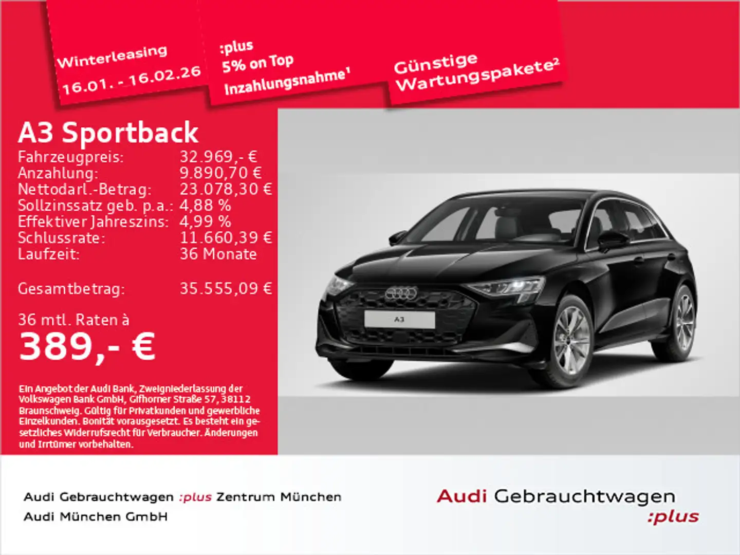 Audi A3 35 TDI S tronic advanced Navi+/Kame Schwarz - 1