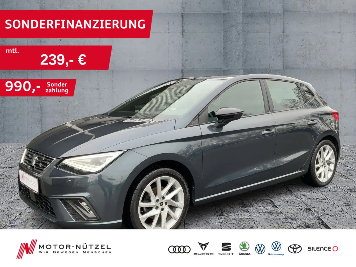 SEAT Ibiza 1.0TSI FR Voll-LED+APP+SHZ+PDC+GRA+DAB+MFA Grau - 1