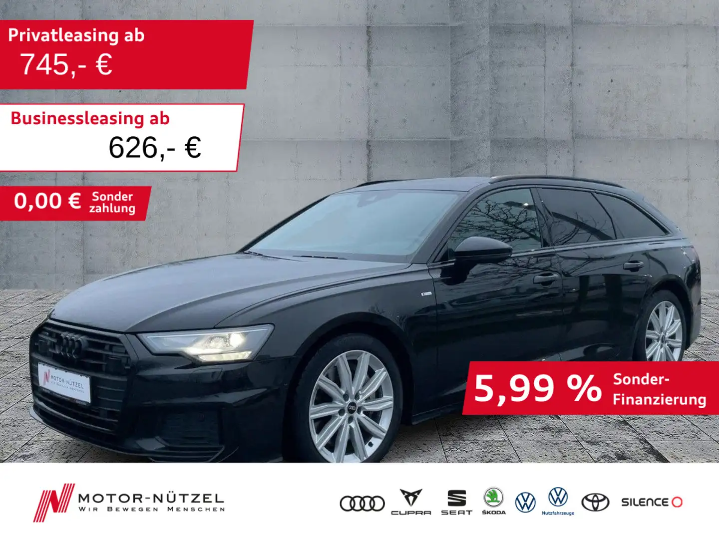 Audi A6 55 TFSI QU S-LINE LED+NAVI+HuD+RFK+ACC Schwarz - 1