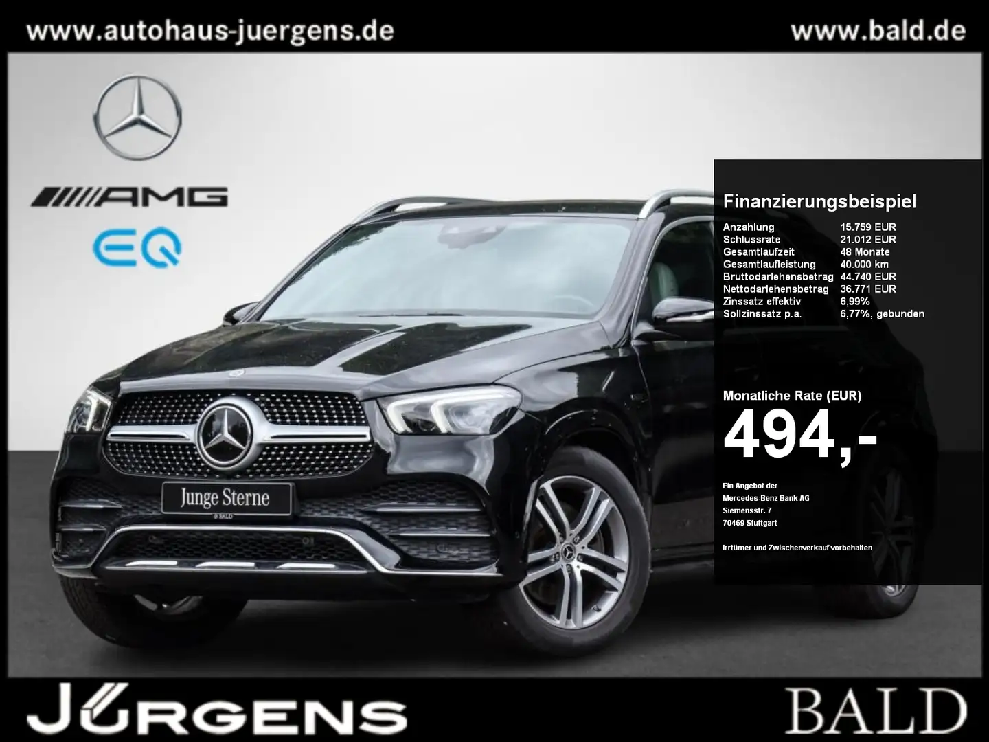 Mercedes-Benz GLE 350 de 4M AMG/Wide/LED/AHK/Cam/Distr/Easy-P Black - 1