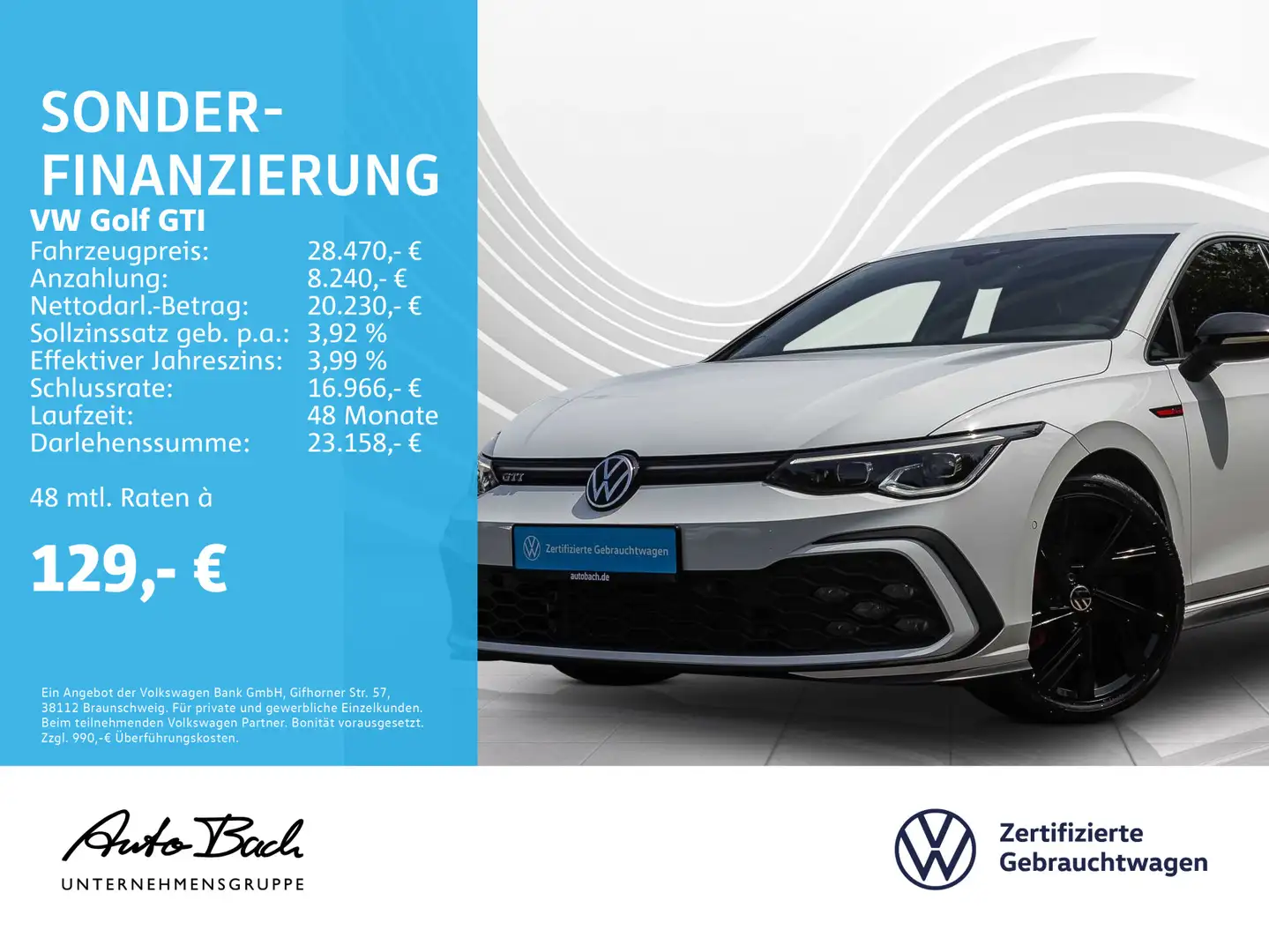 Volkswagen Golf GTI Golf VIII GTI Black Style 2.0 TSI DSG, Navi, LED Weiß - 1