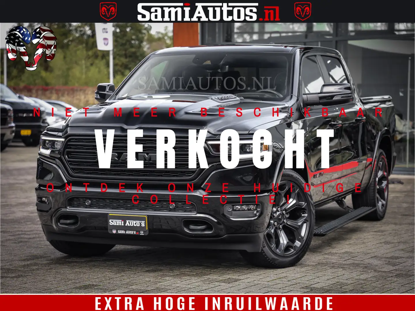 Dodge RAM 1500 LIMITED | 5.7 V8 4X4 | HUD | LUCHTVERING | 36 Zwart - 1