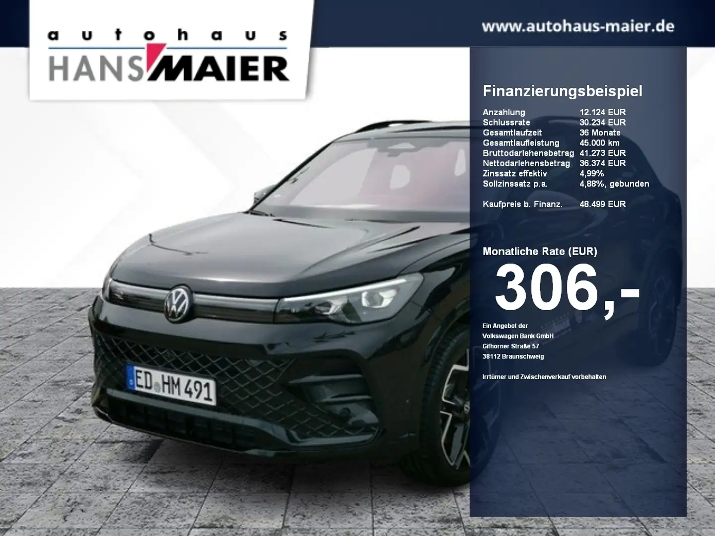 Volkswagen Tiguan R-Line TDI 4Mot. DSG DCC Pano ACC StdHz Noir - 1