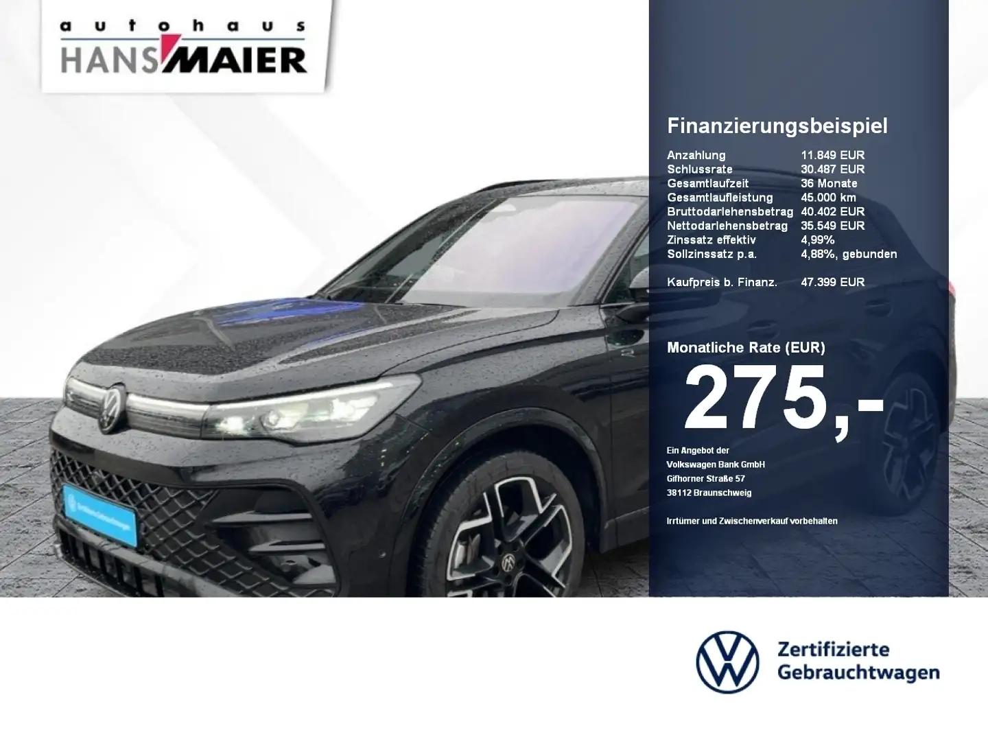 Volkswagen Tiguan R-Line TDI 4Mot. DSG DCC Pano ACC StdHz Schwarz - 1