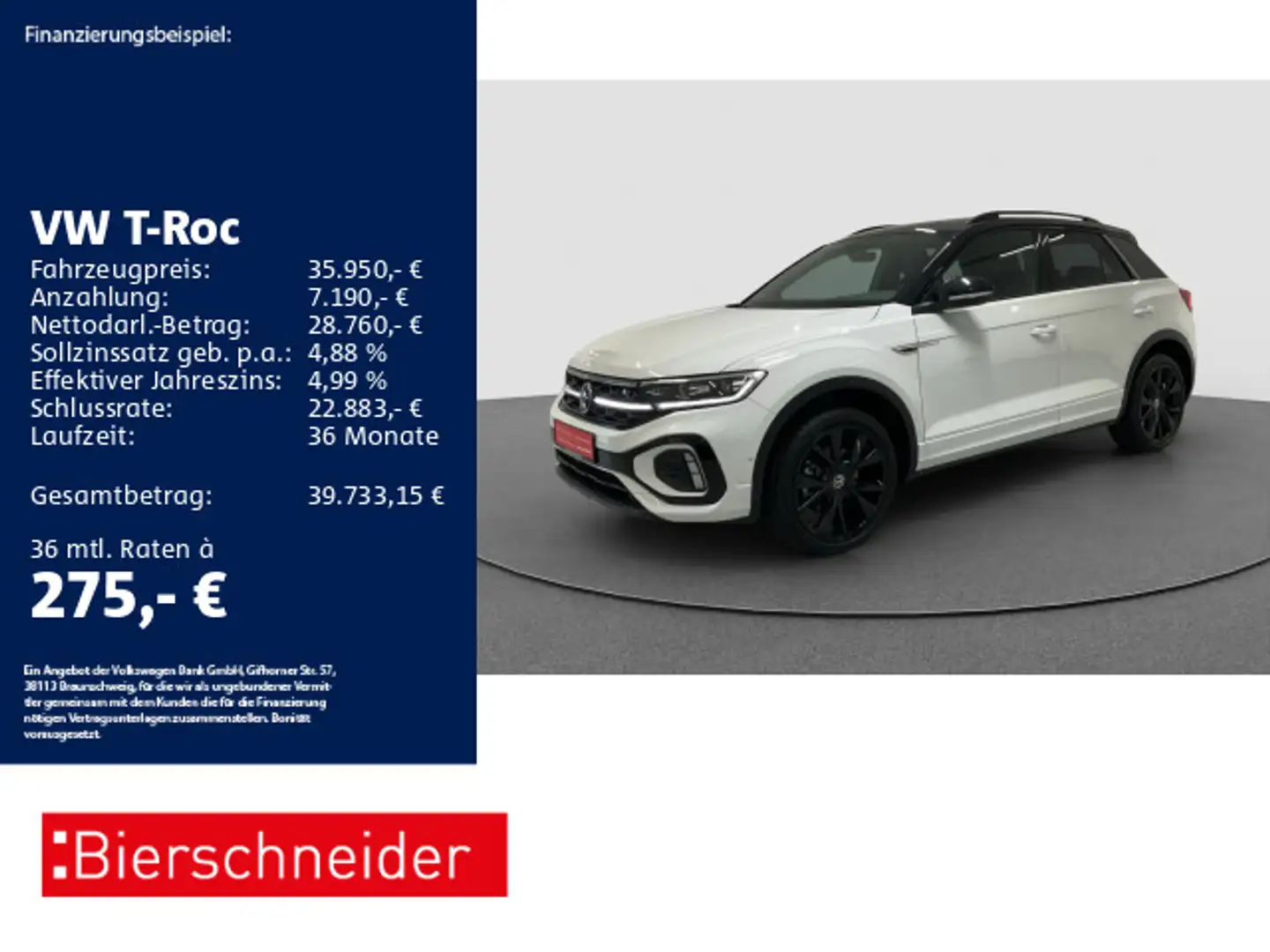Volkswagen T-Roc 2.0 TSI DSG 4Mo R-Line AHK PANO STAND MATR Weiß - 1