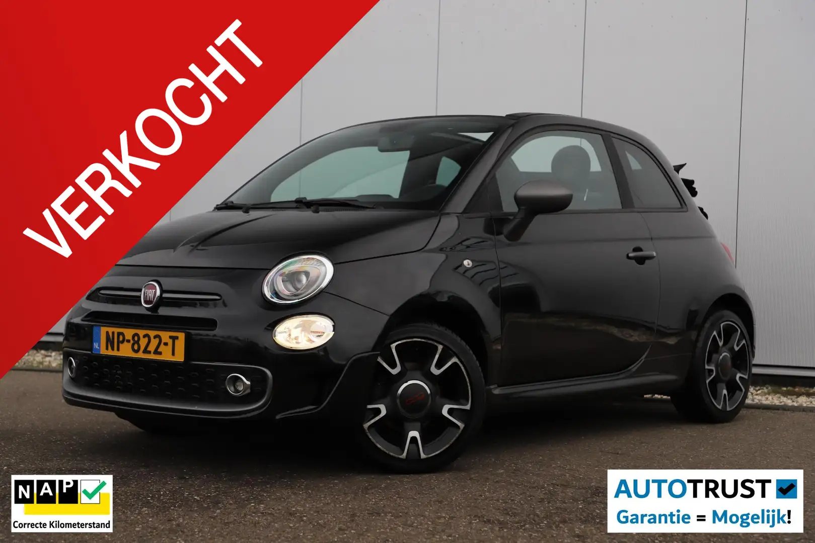Fiat 500C 0.9 TwinAir Turbo Sport Schuifdak Half Leder 16 in Zwart - 1